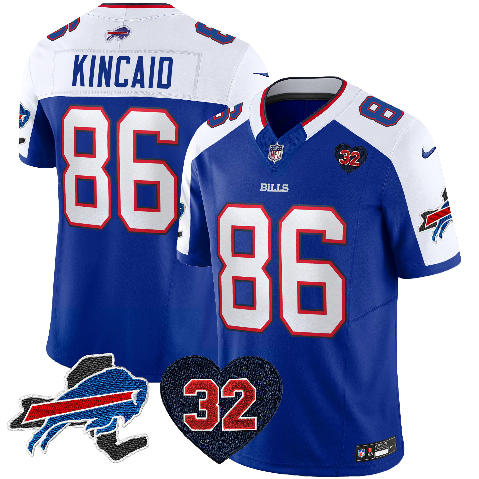 Dalton Kincaid Men's Buffalo Bills O.J. Simpson Patch Vapor Limited Royal Alternate Jersey - All Stitched