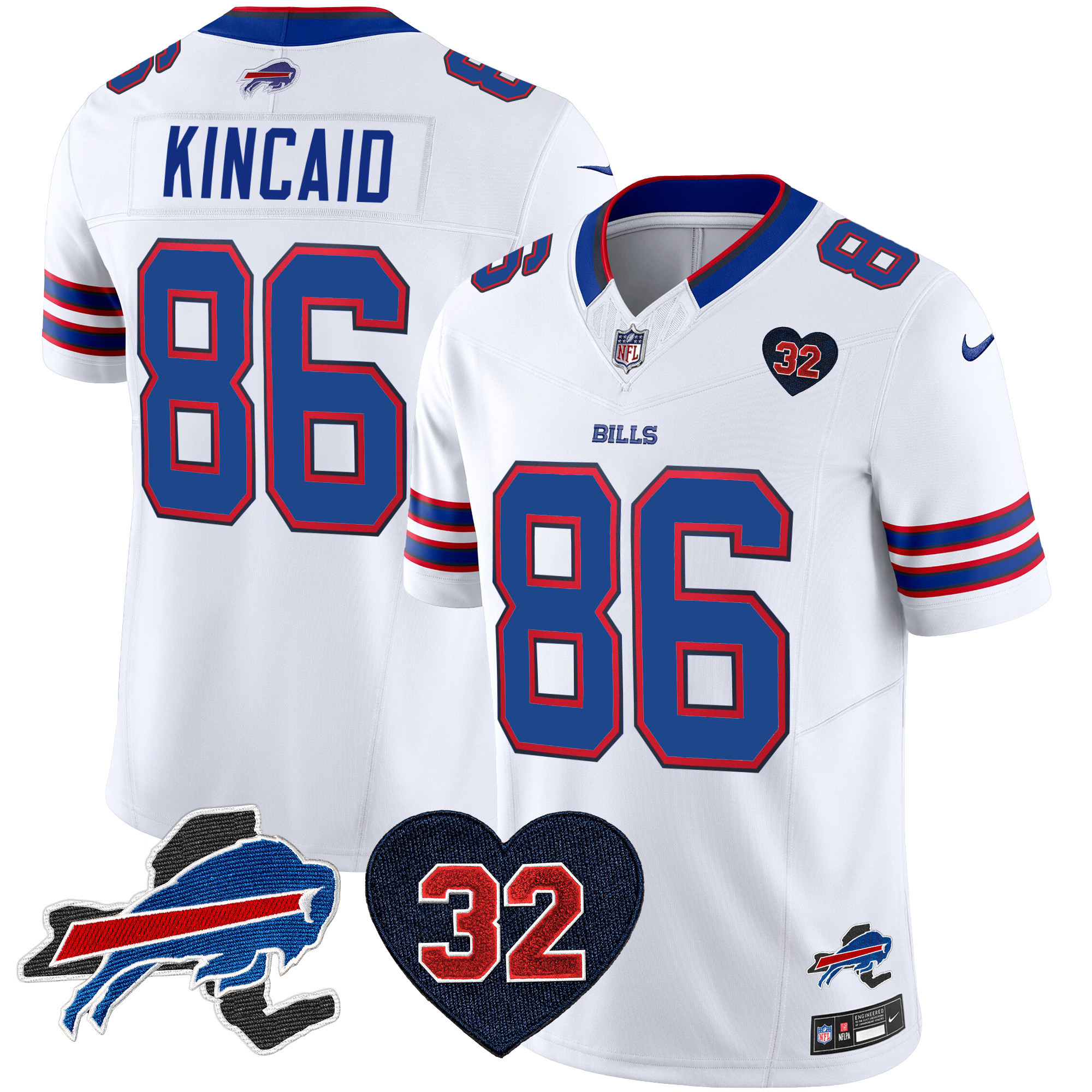 Dalton Kincaid Men's Buffalo Bills O.J. Simpson Patch Vapor Limited White Jersey - All Stitched