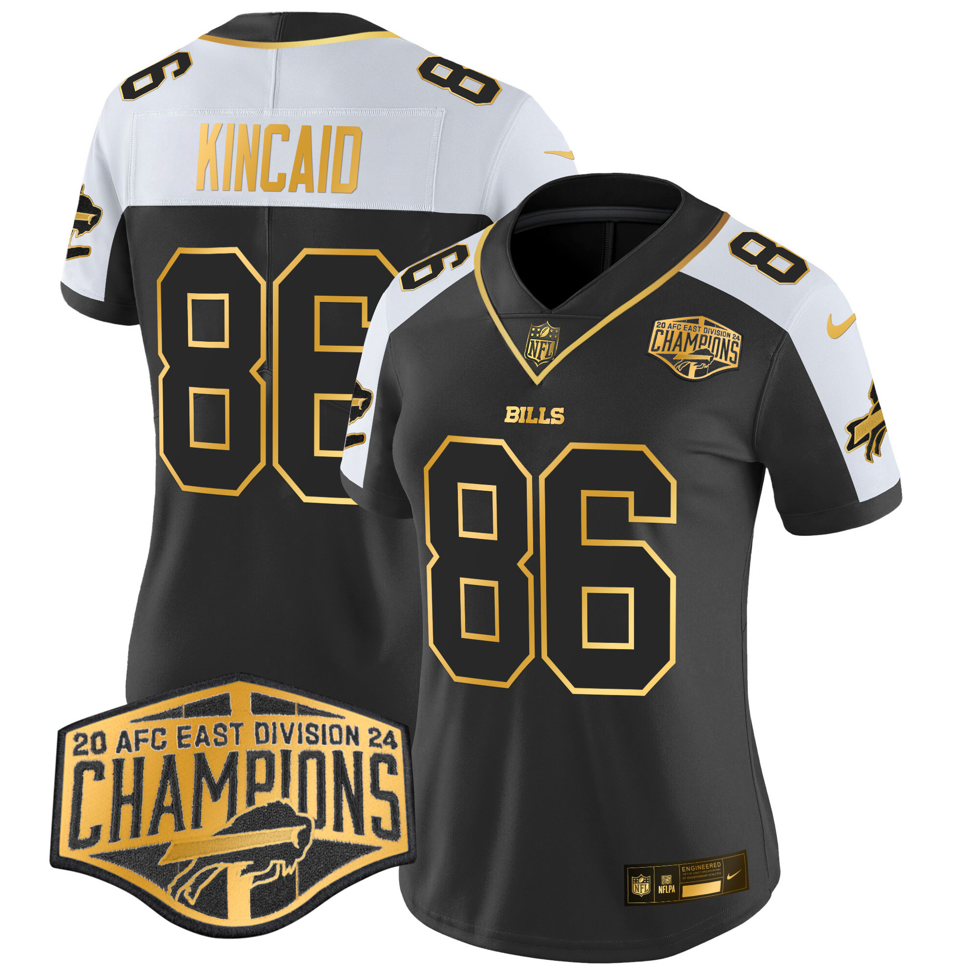 Dalton Kincaid Women's Buffalo Bills 2024 AFC East Division Champions Gold Vapor Limited Alternate Jersey - All Stitched