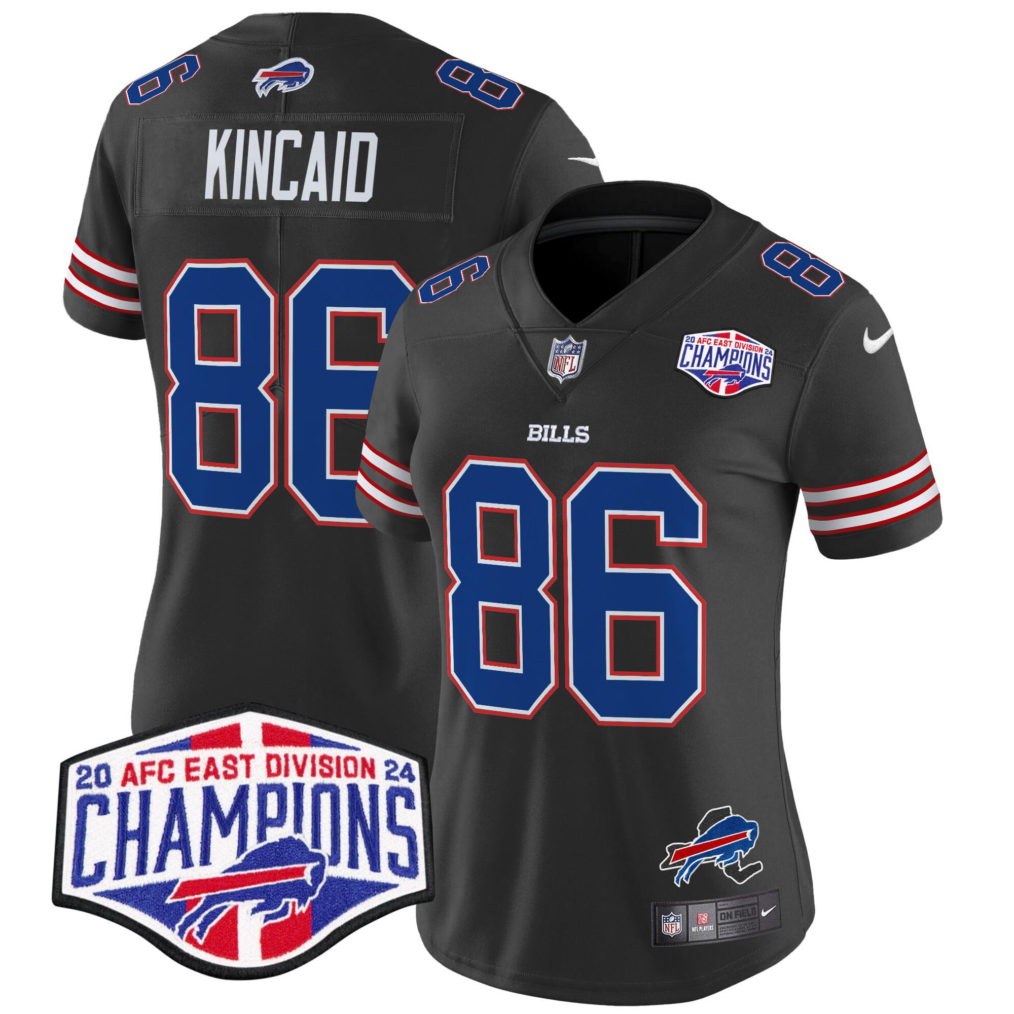 Dalton Kincaid Women's Buffalo Bills 2024 AFC East Division Champions Vapor Limited Black Jersey - All Stitched