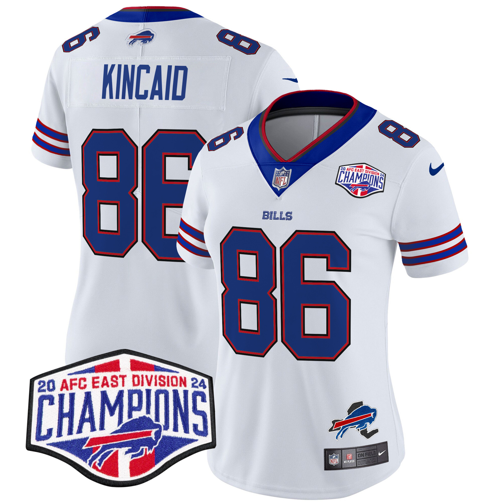 Dalton Kincaid Women's Buffalo Bills 2024 AFC East Division Champions Vapor Limited White Jersey - All Stitched