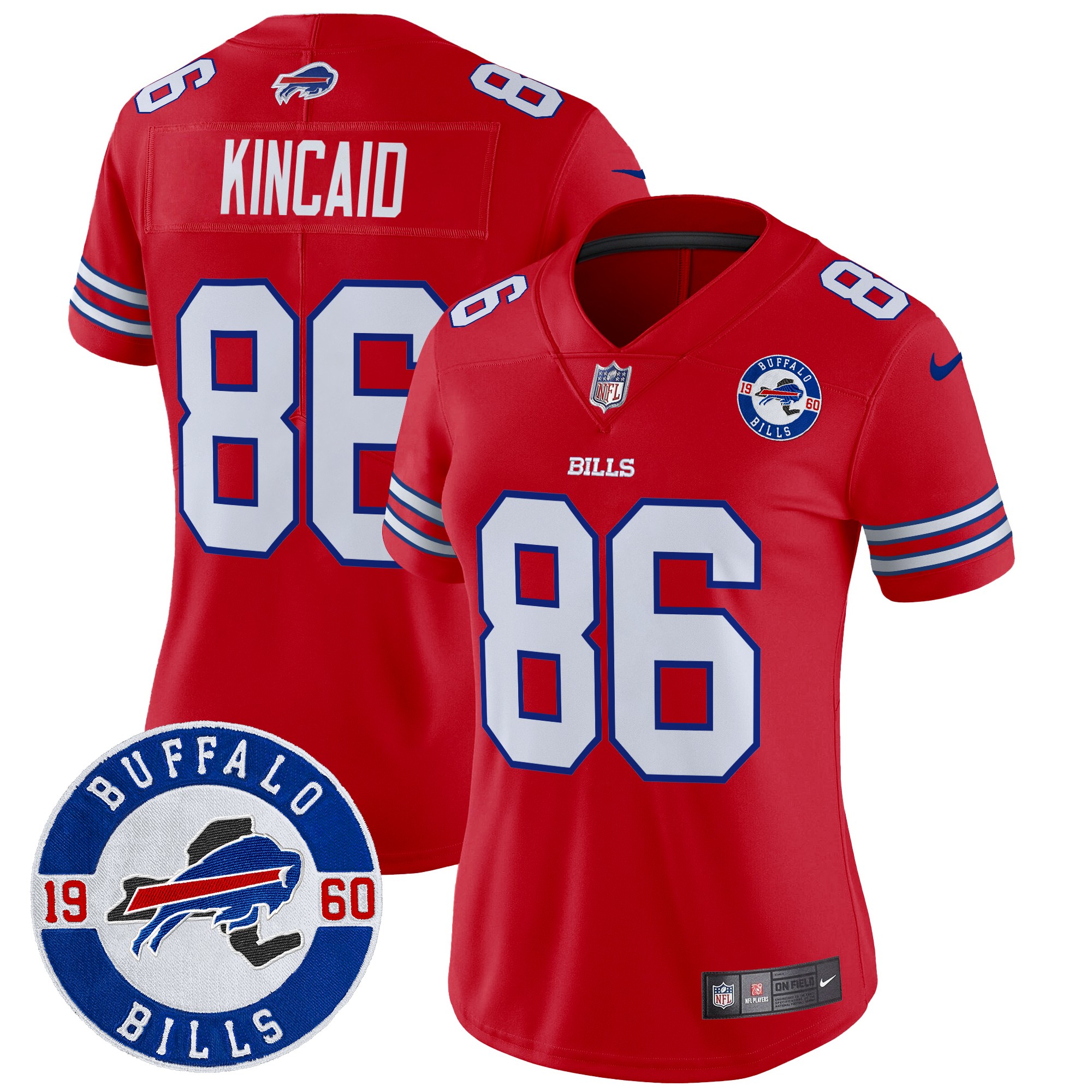 Dalton Kincaid Women's Buffalo Bills 2024 Vapor Limited Red Jersey - All Stitched