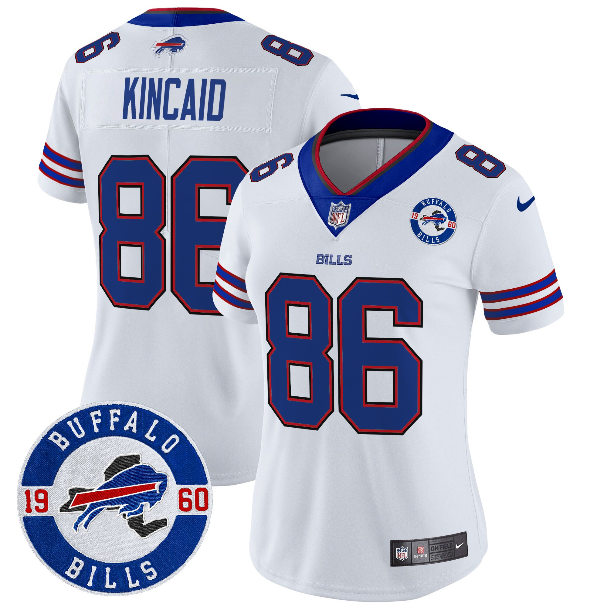Dalton Kincaid Women's Buffalo Bills 2024 Vapor Limited White Jersey - All Stitched