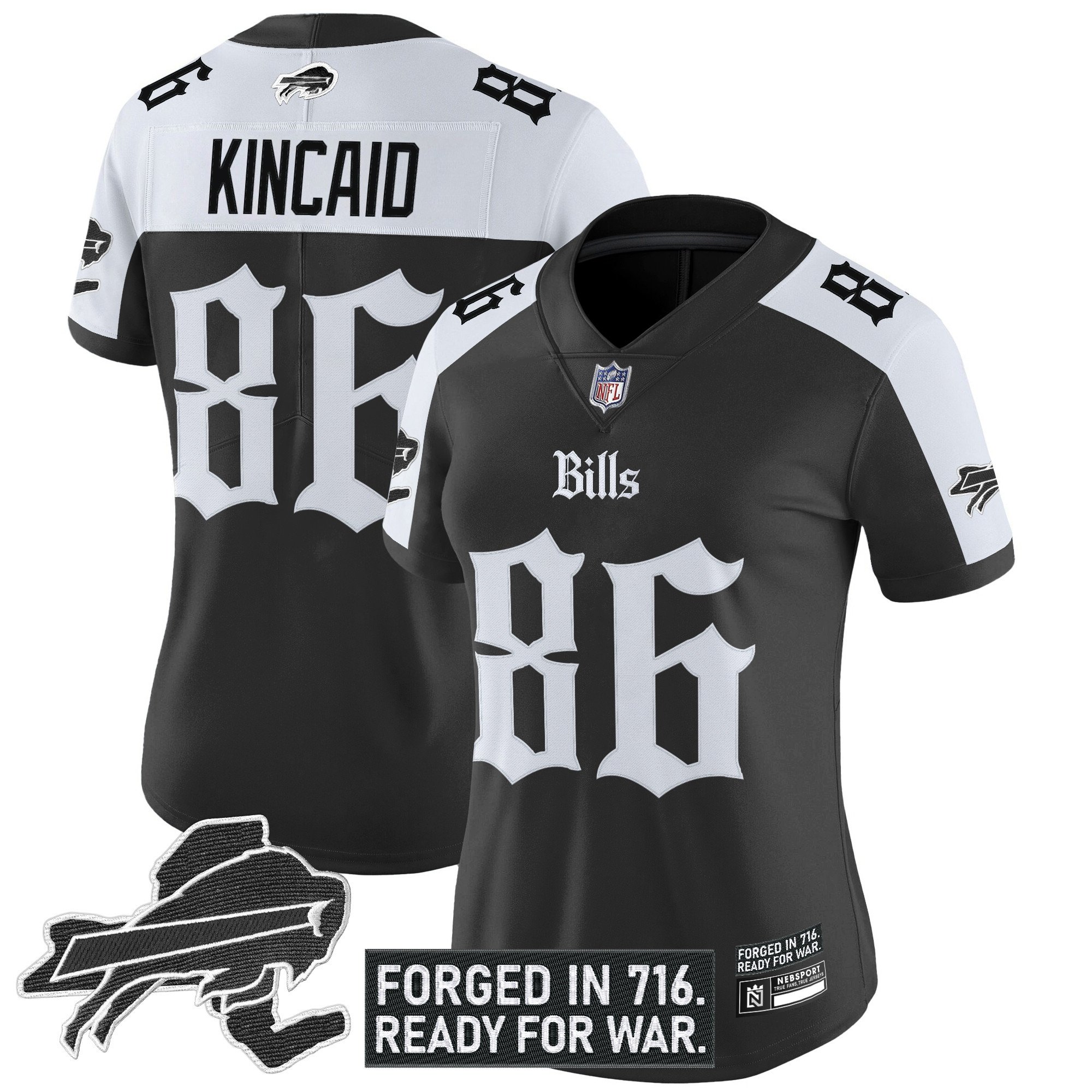Dalton Kincaid Women's Buffalo Bills 'Gothic Cold Front Edition' Vapor Limited Alternate Jersey - All Stitched