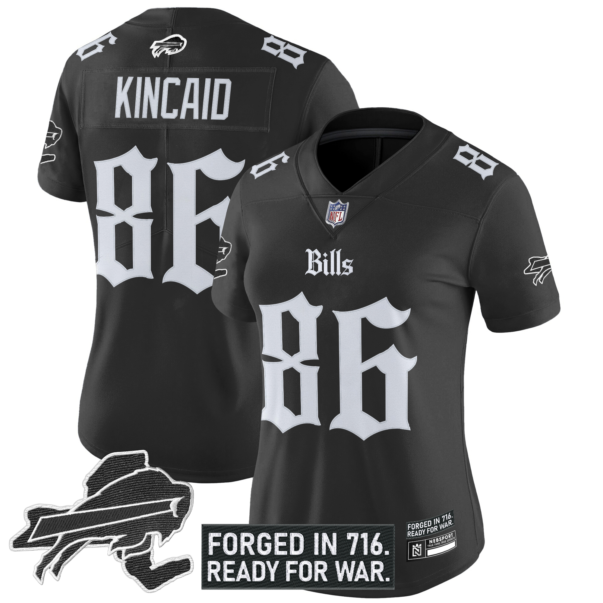 Dalton Kincaid Women's Buffalo Bills 'Gothic Cold Front Edition' Vapor Limited Black Jersey - All Stitched