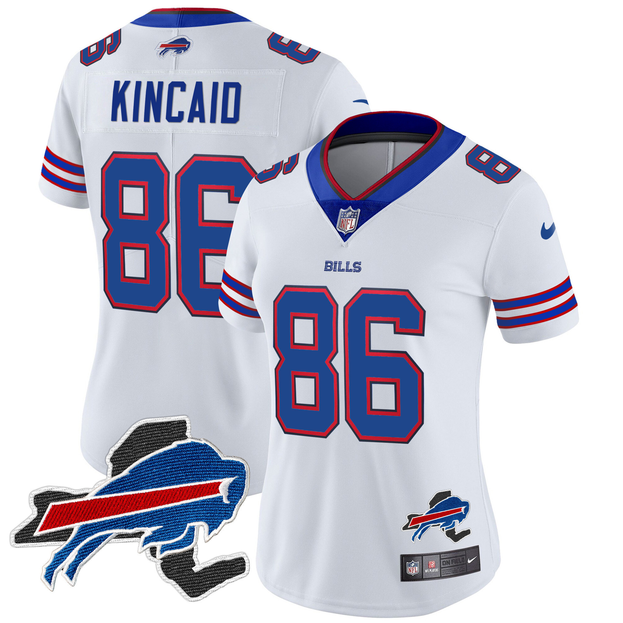 Dalton Kincaid Women's Buffalo Bills New York Patch Vapor Limited White Jersey - All Stitched