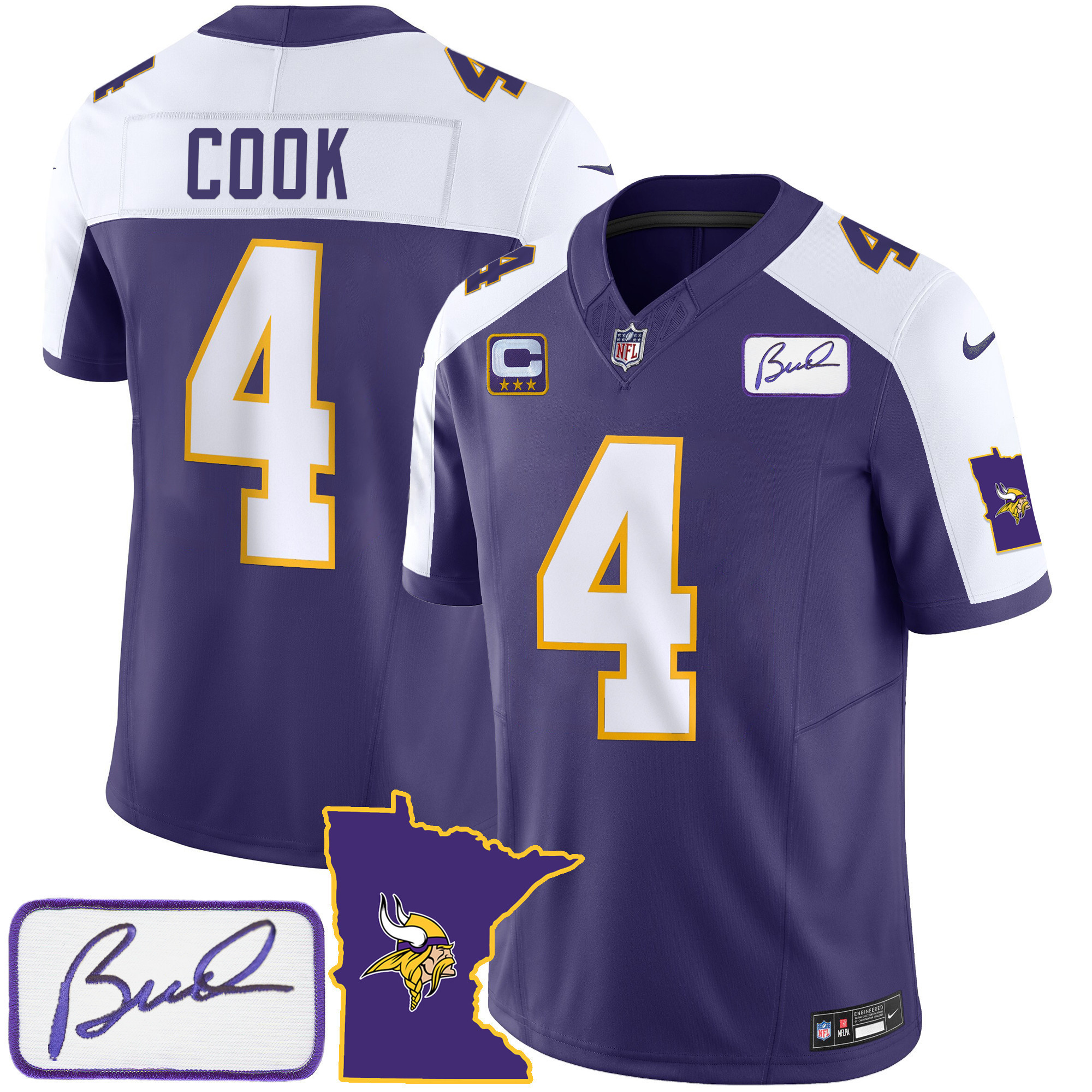 Dalvin Cook Men's Minnesota Vikings Bud Grant Patch Classic Limited Alternate Jersey - All Stitched