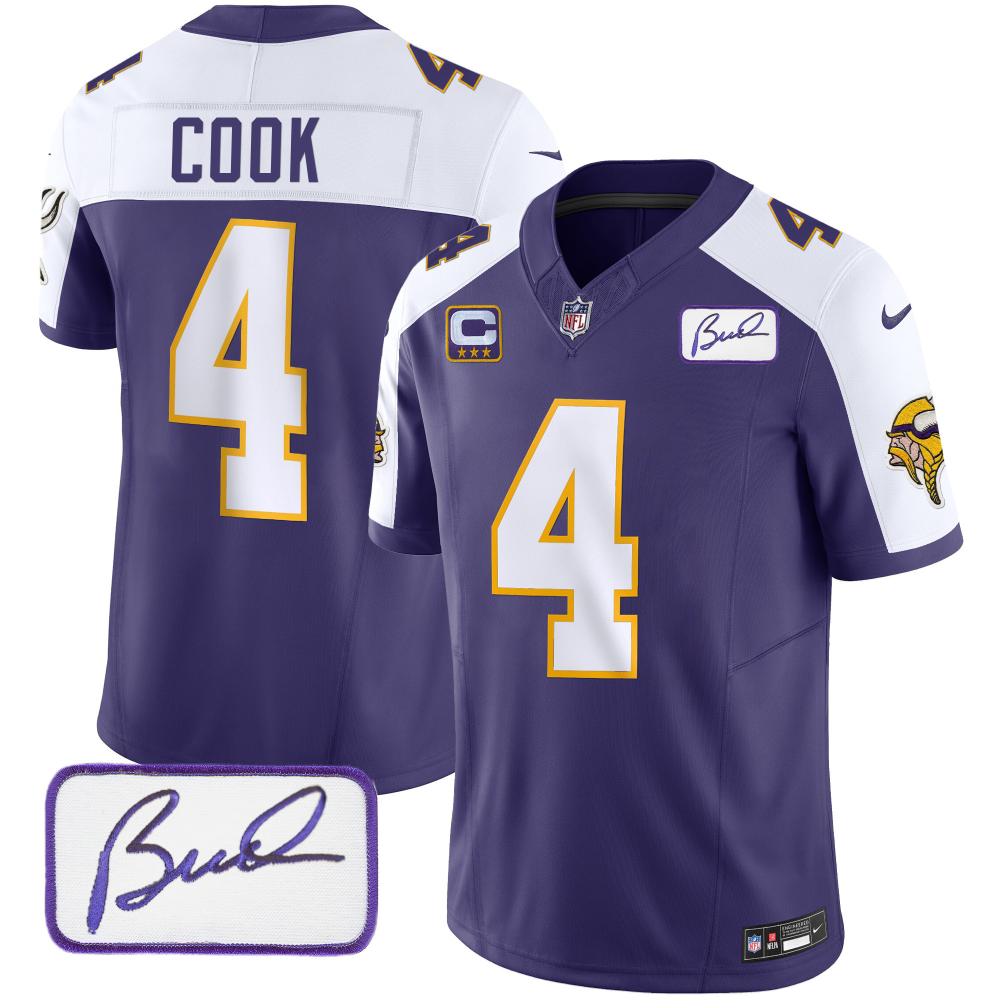 Dalvin Cook Men's Minnesota Vikings Bud Grant Patch Classic Limited Purple Alternate Jersey - All Stitched
