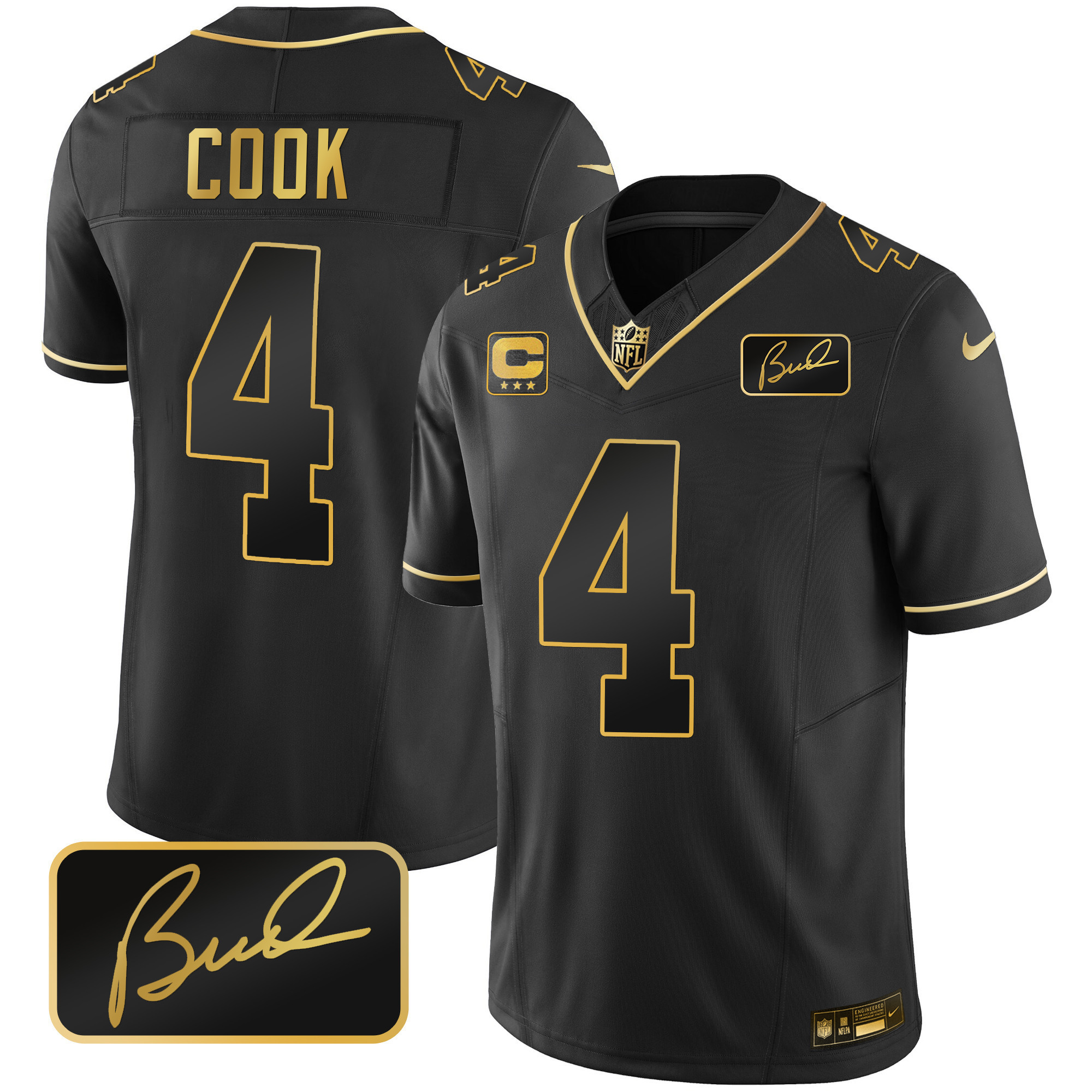 Dalvin Cook Men's Minnesota Vikings Bud Grant Patch Gold Limited Black Gold Jersey - All Stitched