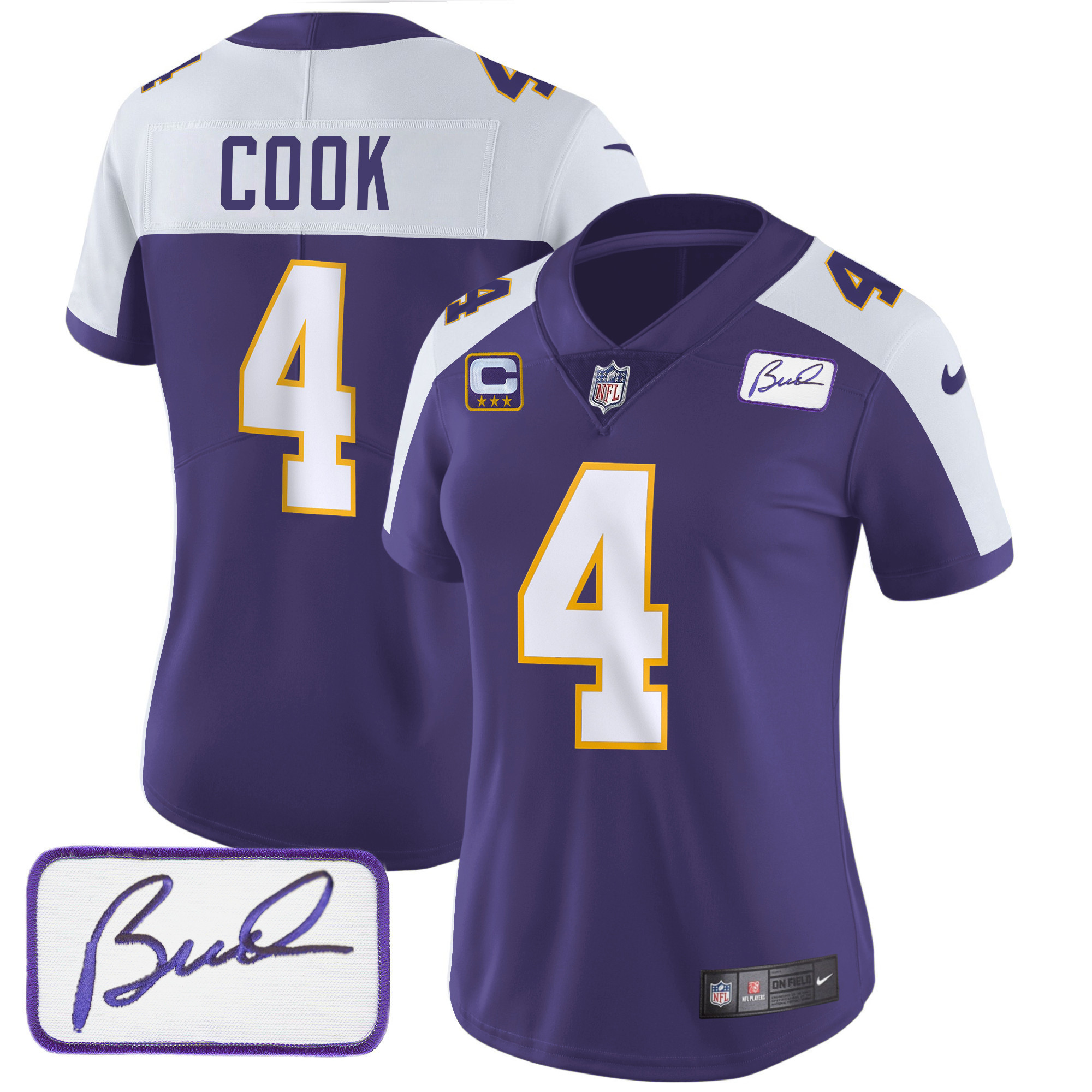 Dalvin Cook Women's Minnesota Vikings Bud Grant Patch Classic Limited Alternate Jersey - All Stitched