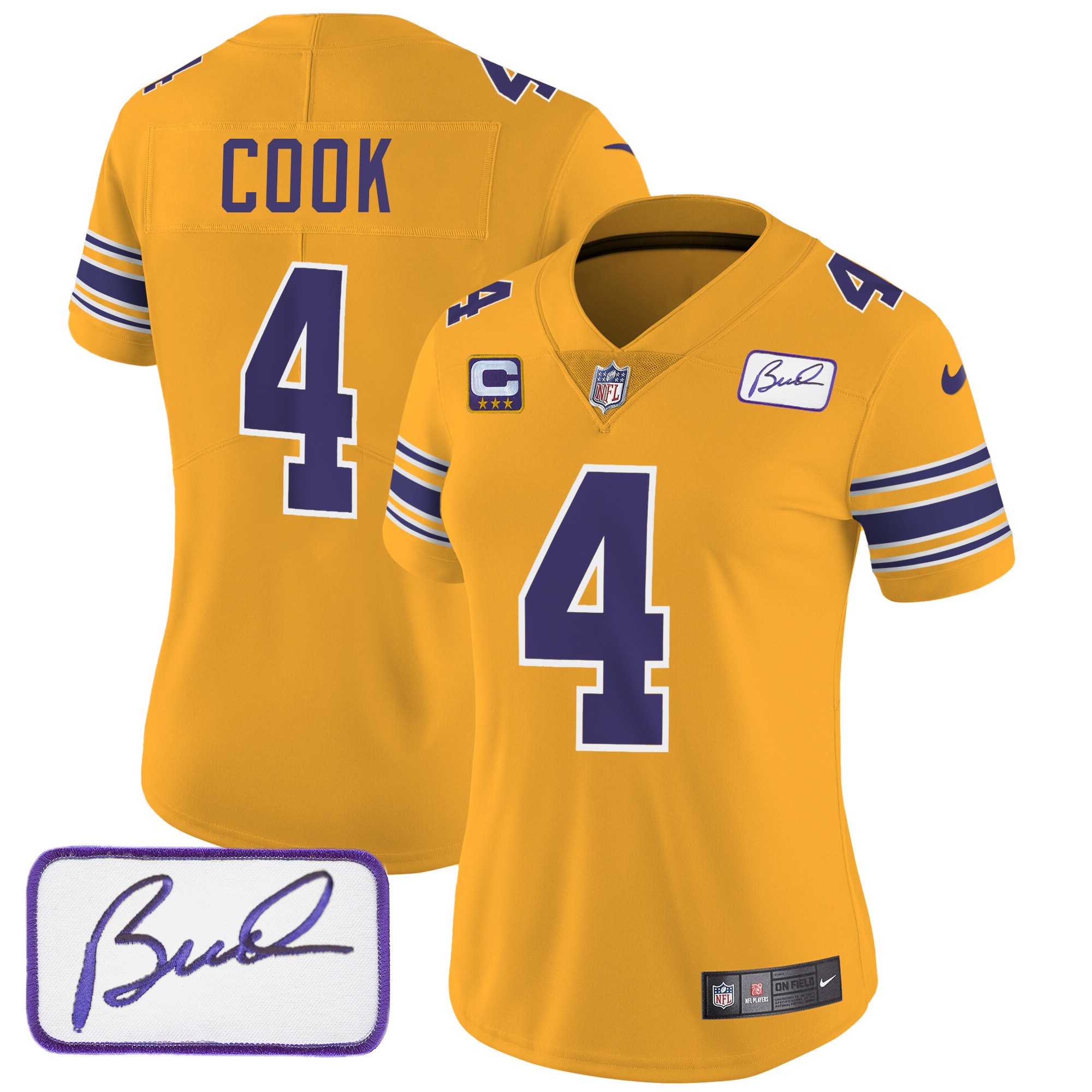 Dalvin Cook Women's Minnesota Vikings Bud Grant Patch Classic Limited Gold Jersey - All Stitched