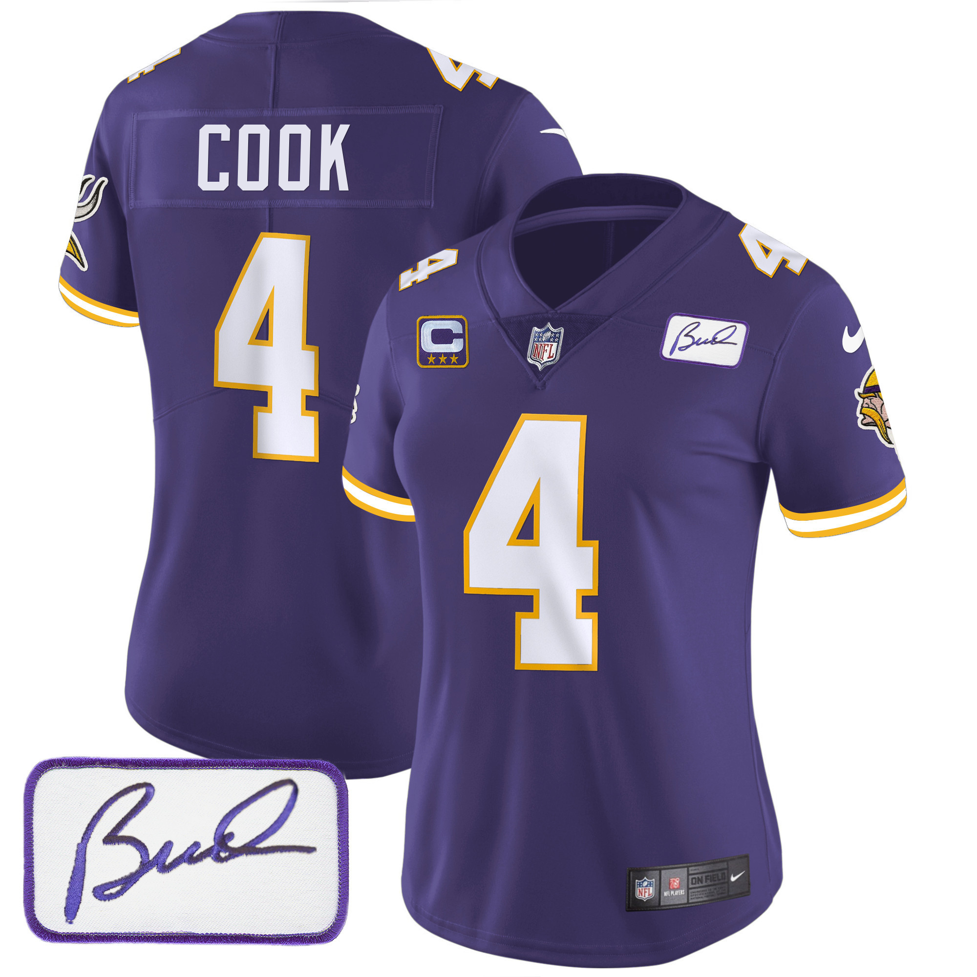 Dalvin Cook Women's Minnesota Vikings Bud Grant Patch Classic Limited Purple Jersey - All Stitched