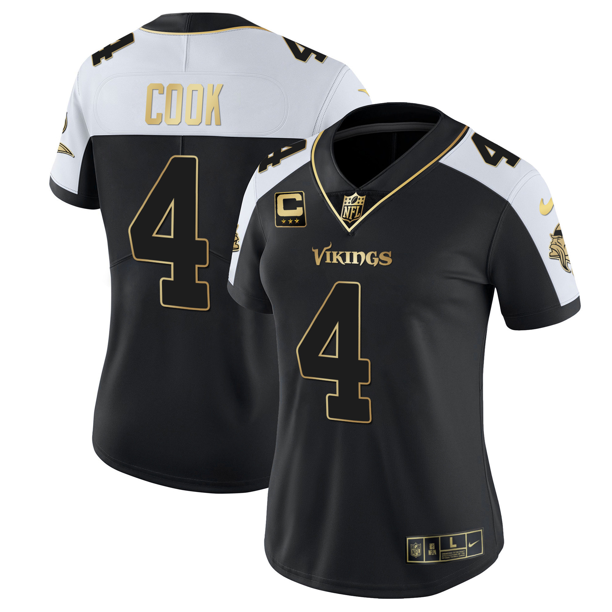 Dalvin Cook Women's Minnesota Vikings White Gold & Black Gold - All Stitched Alternate Jersey - All Stitched