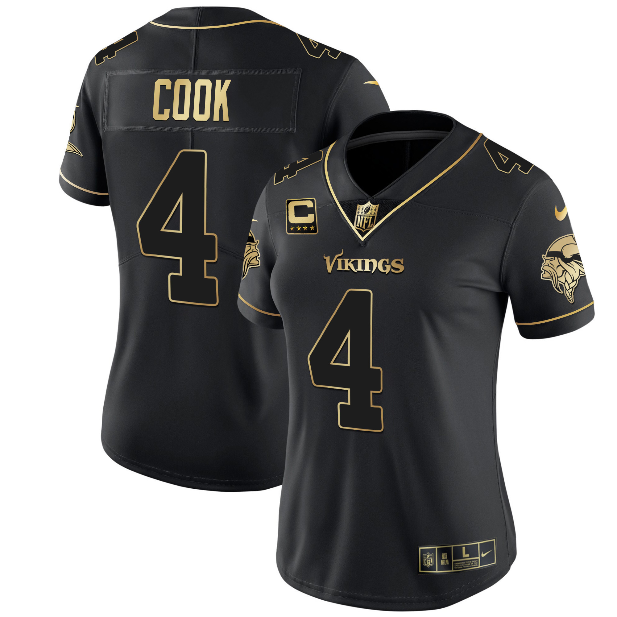 Dalvin Cook Women's Minnesota Vikings White Gold & Black Gold - All Stitched Black Gold Jersey - All Stitched