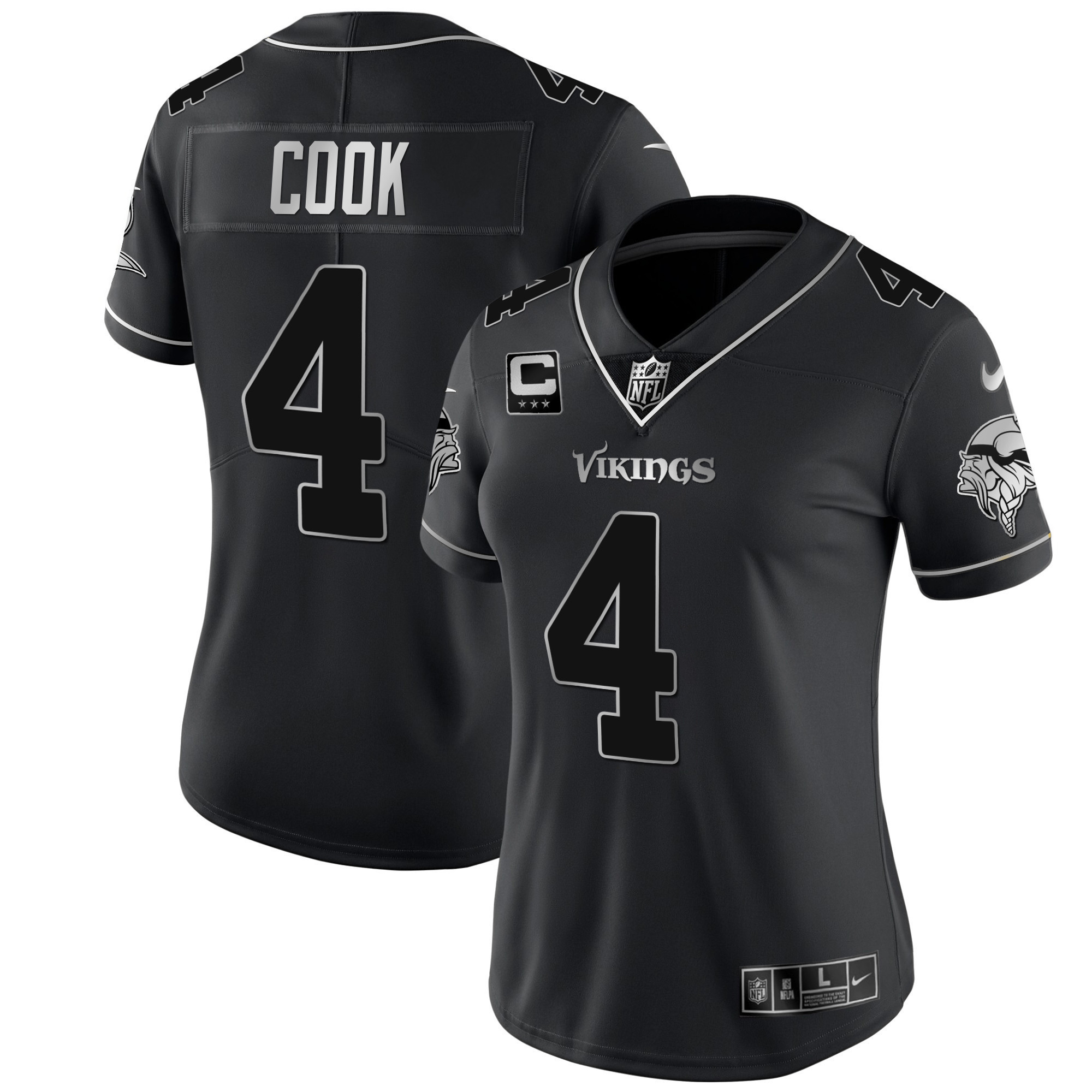 Dalvin Cook Women's Minnesota Vikings White Gold & Black Gold - All Stitched Black Silver Jersey - All Stitched
