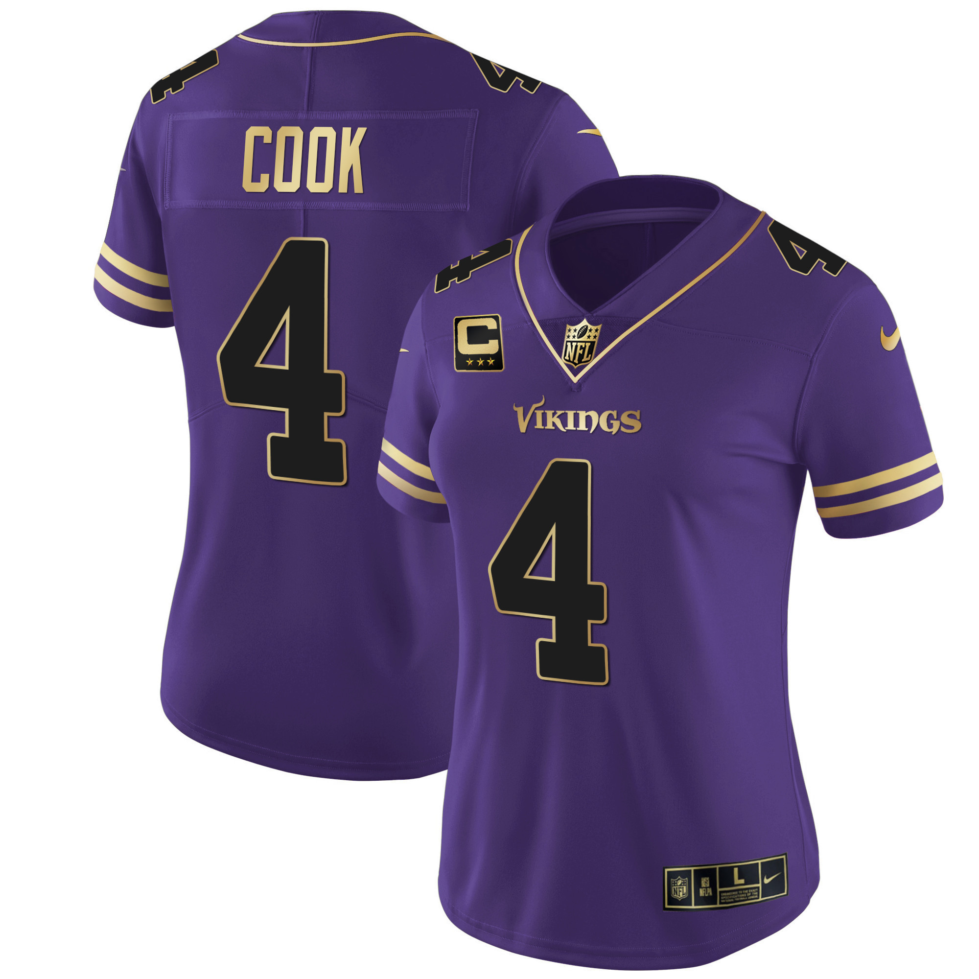 Dalvin Cook Women's Minnesota Vikings White Gold & Black Gold - All Stitched Purple Gold Jersey - All Stitched
