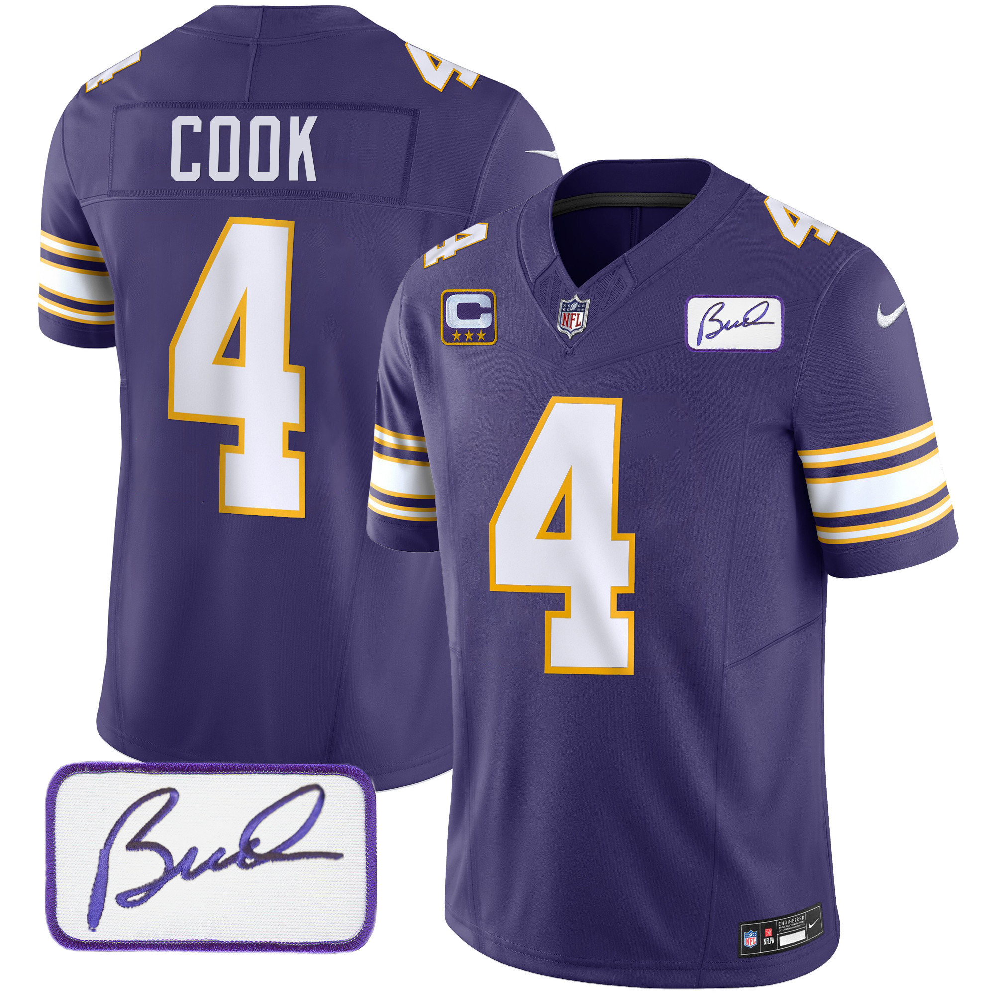 Dalvin Cook Youth's Minnesota Vikings Bud Grant Patch Classic Limited Purple Jersey - All Stitched