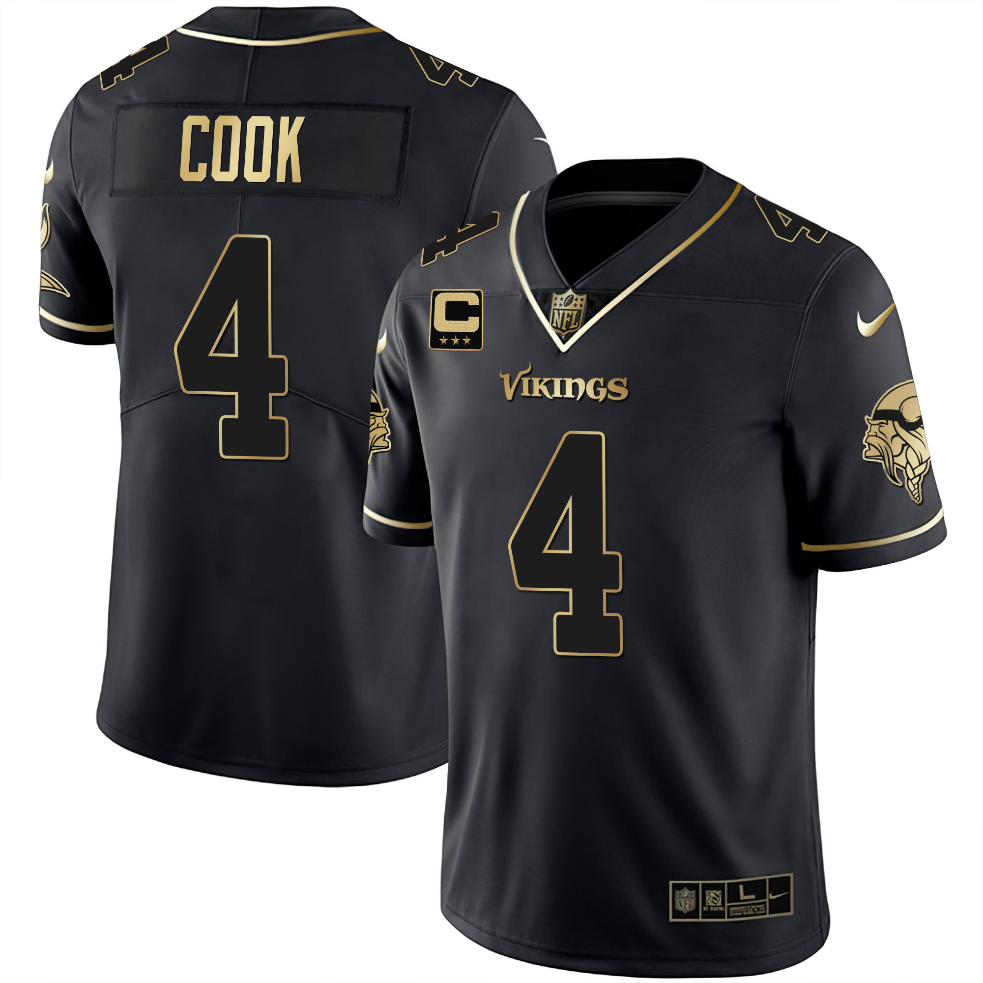 Dalvin Cook Youth's Minnesota Vikings White Gold & Black Gold Black Gold Jersey - All Stitched