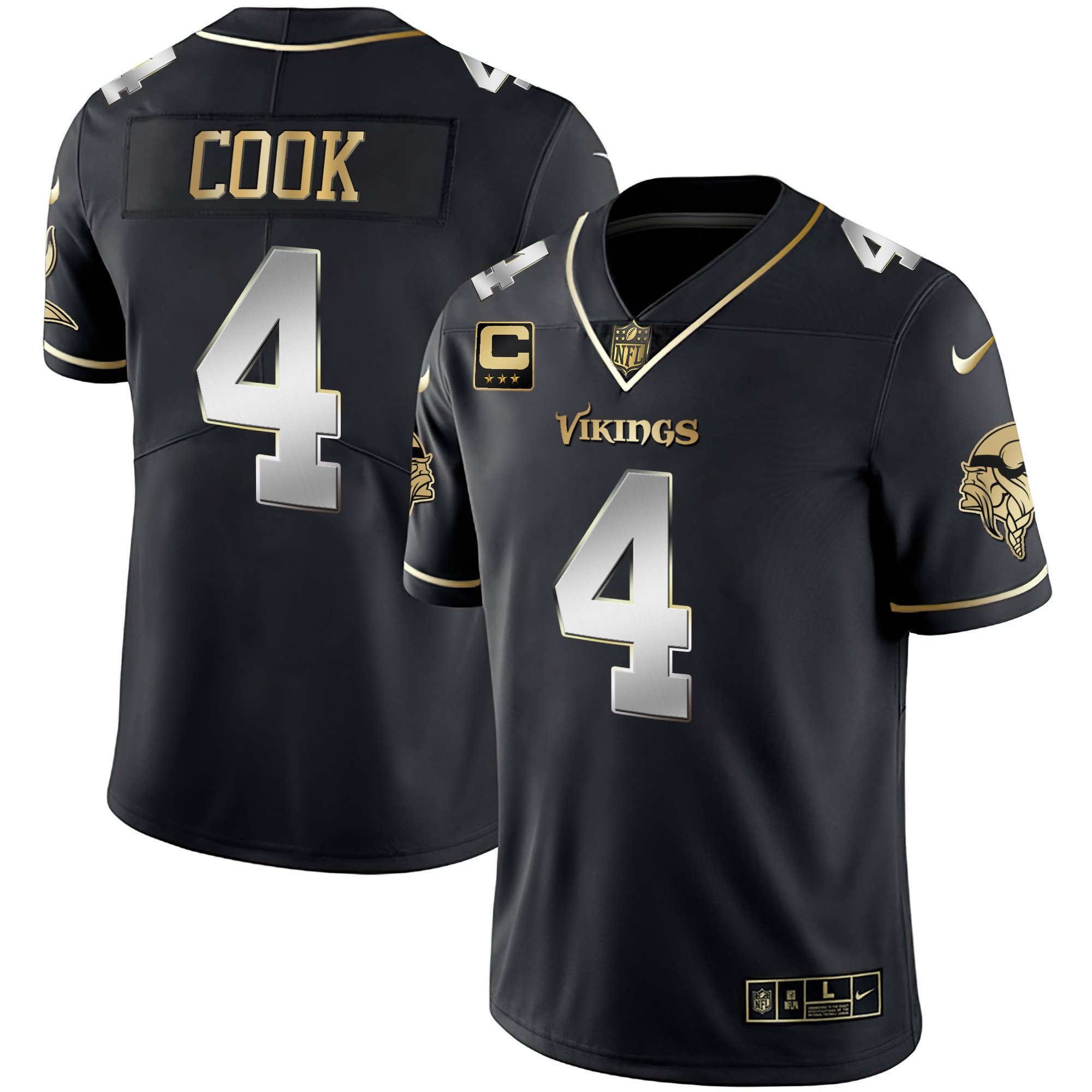 Dalvin Cook Youth's Minnesota Vikings White Gold & Black Gold Black Limited Jersey - All Stitched