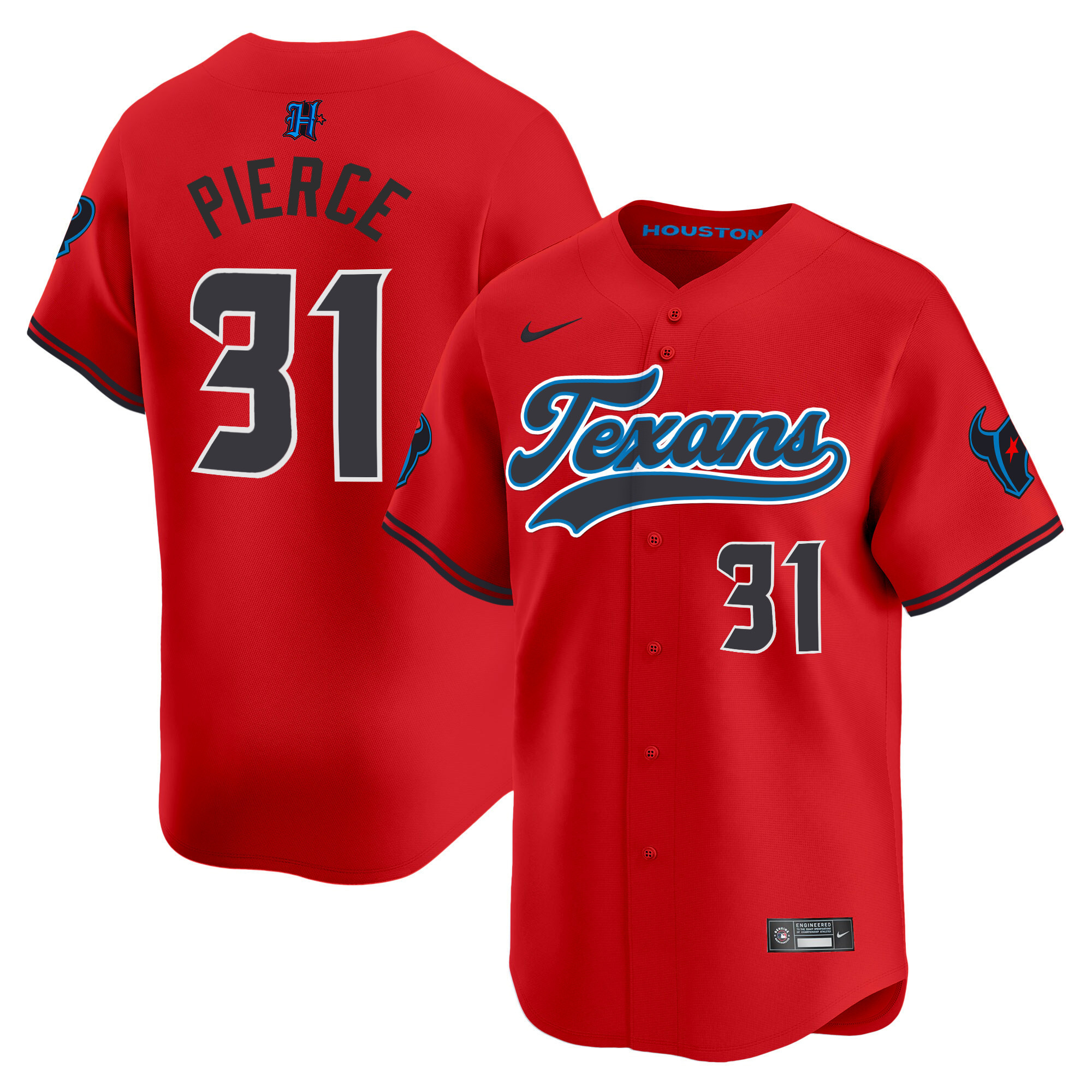 Dameon Pierce Men's Houston Texans 2024 Baseball Red Jersey - All Stitched