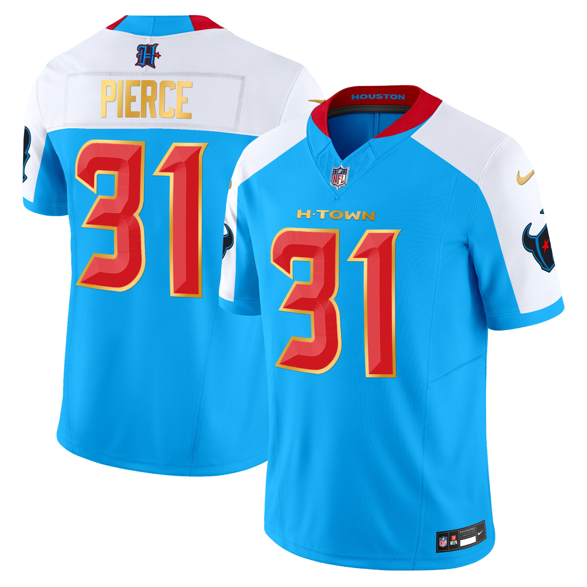 Dameon Pierce Men's Houston Texans 2024 Gold Trim Vapor Limited Blue Alternate Jersey - All Stitched