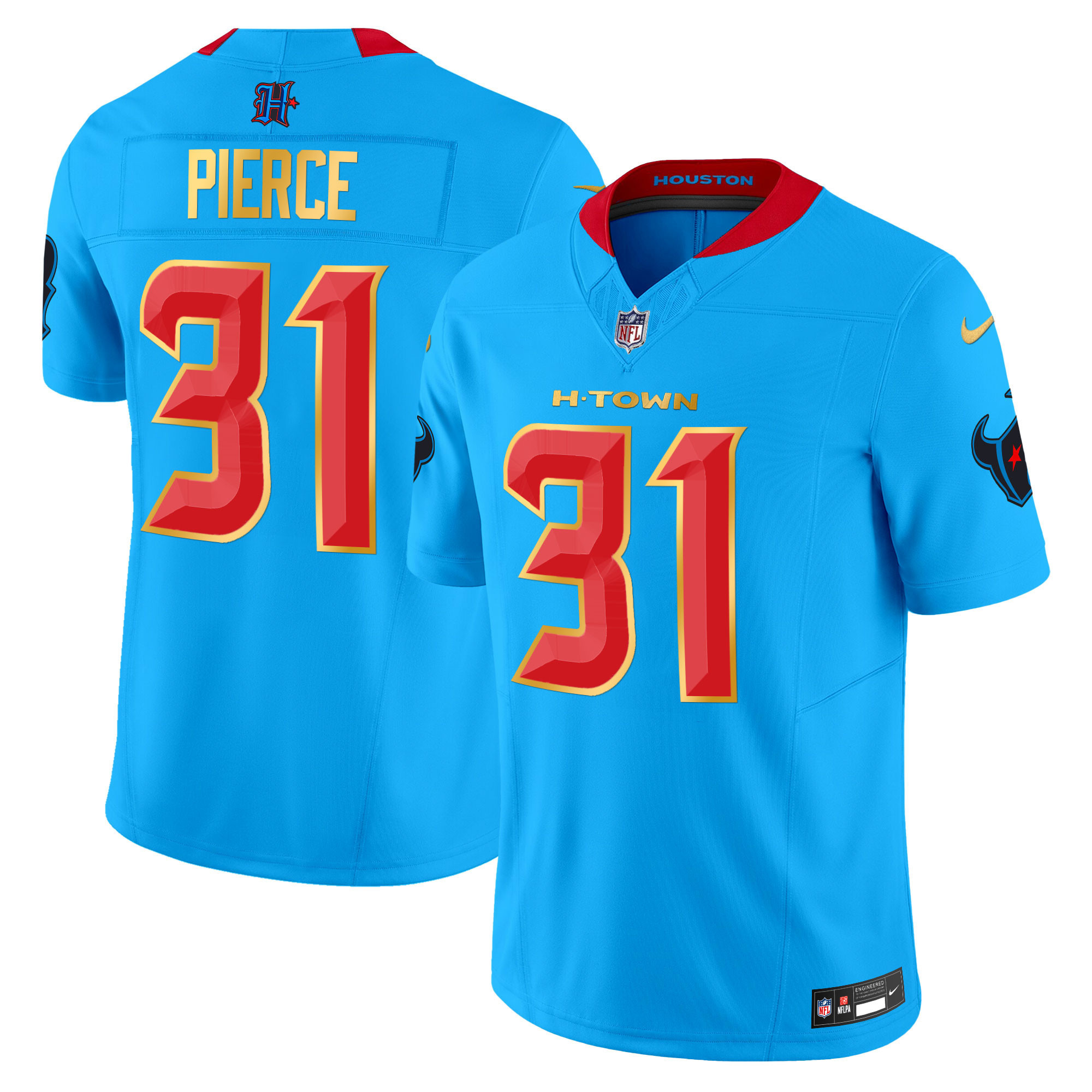 Dameon Pierce Men's Houston Texans 2024 Gold Trim Vapor Limited Blue Jersey - All Stitched