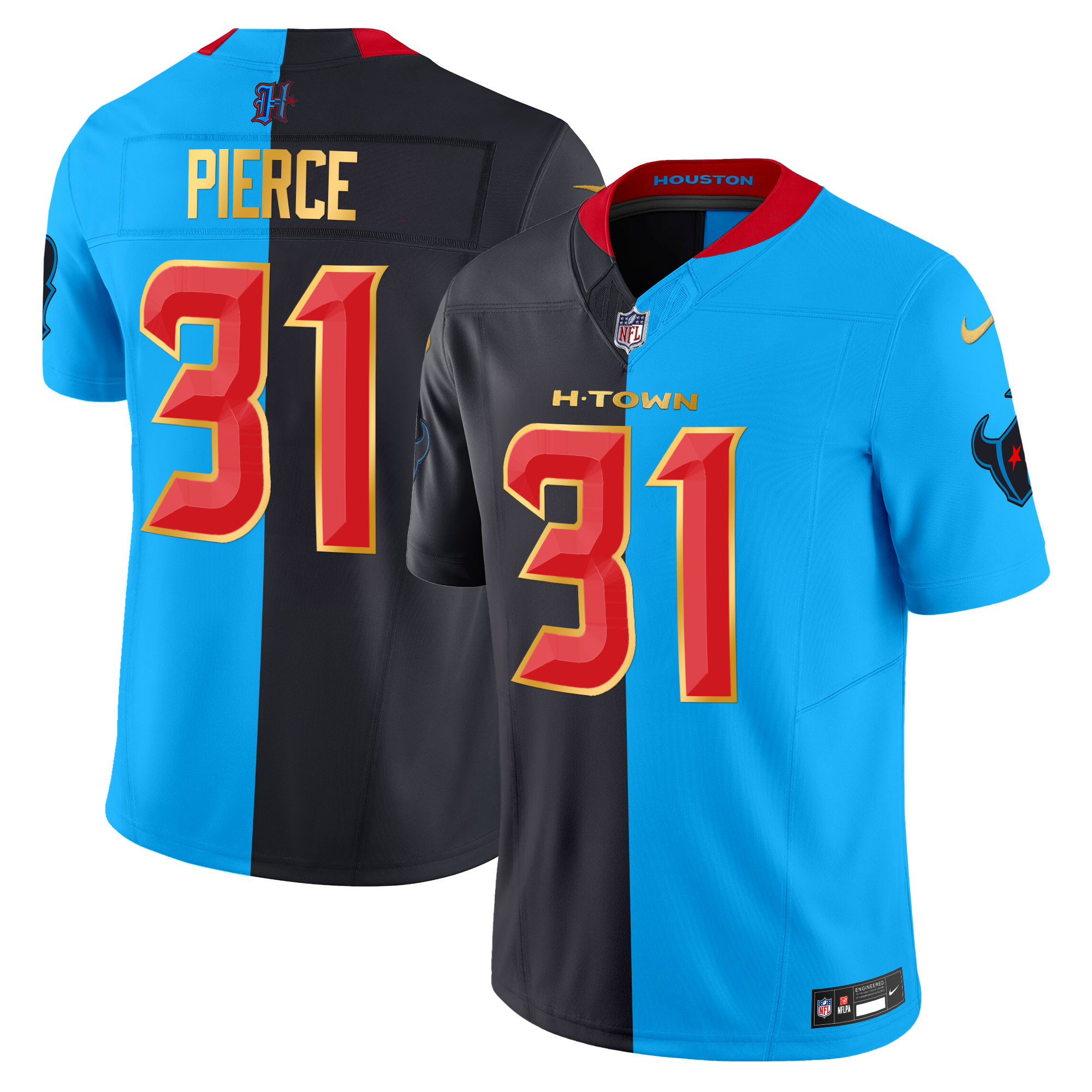 Dameon Pierce Men's Houston Texans 2024 Gold Trim Vapor Limited Split Jersey - All Stitched