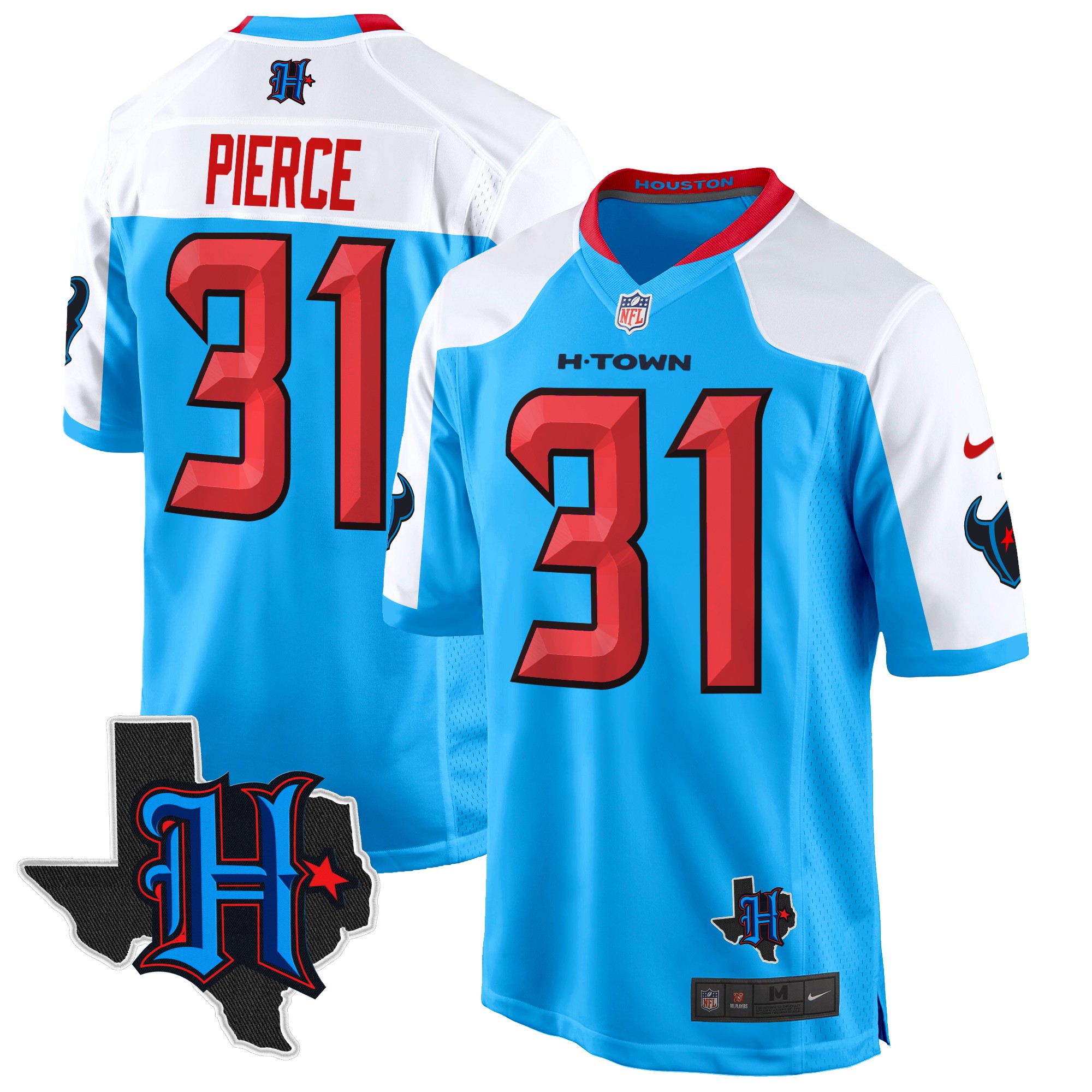 Dameon Pierce Men's Houston Texans 2024 Texas Patch Game Blue Alternate Jersey - All Stitched