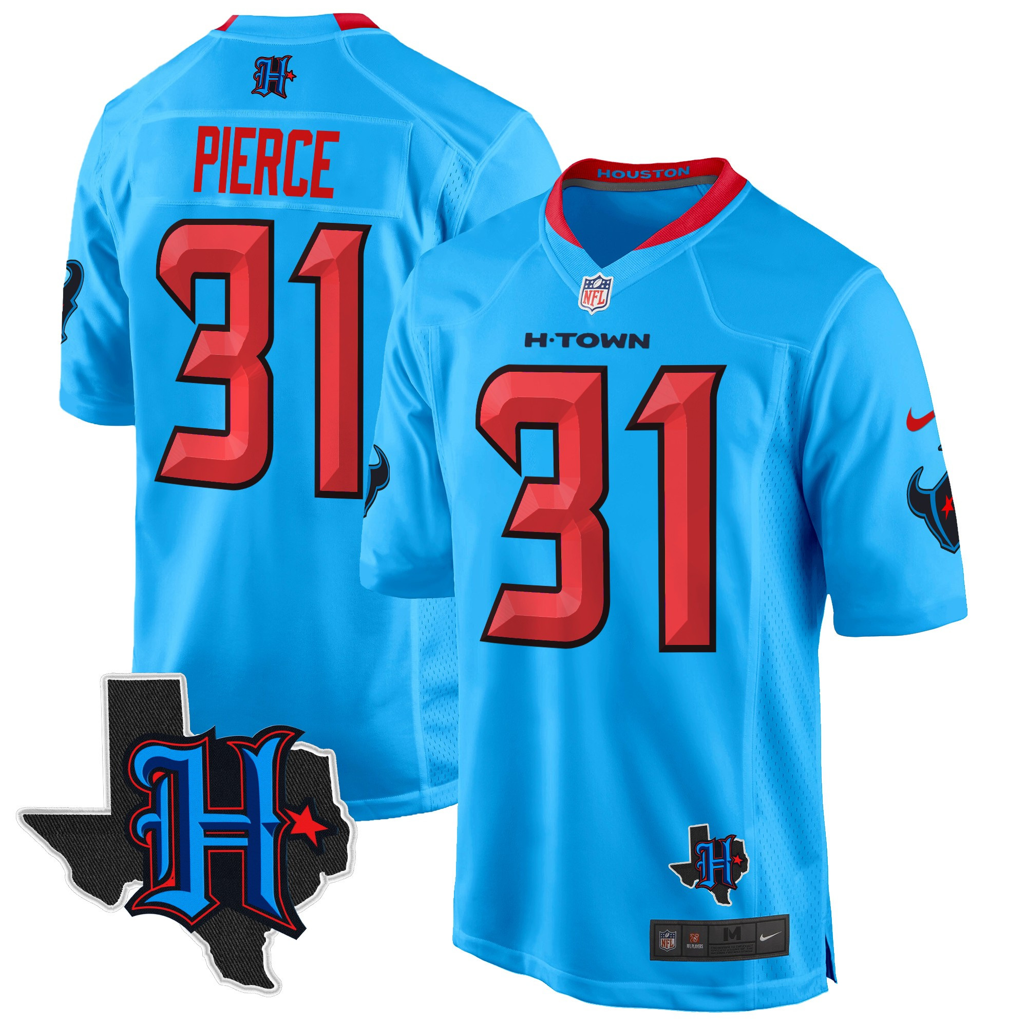 Dameon Pierce Men's Houston Texans 2024 Texas Patch Game Blue Jersey - All Stitched