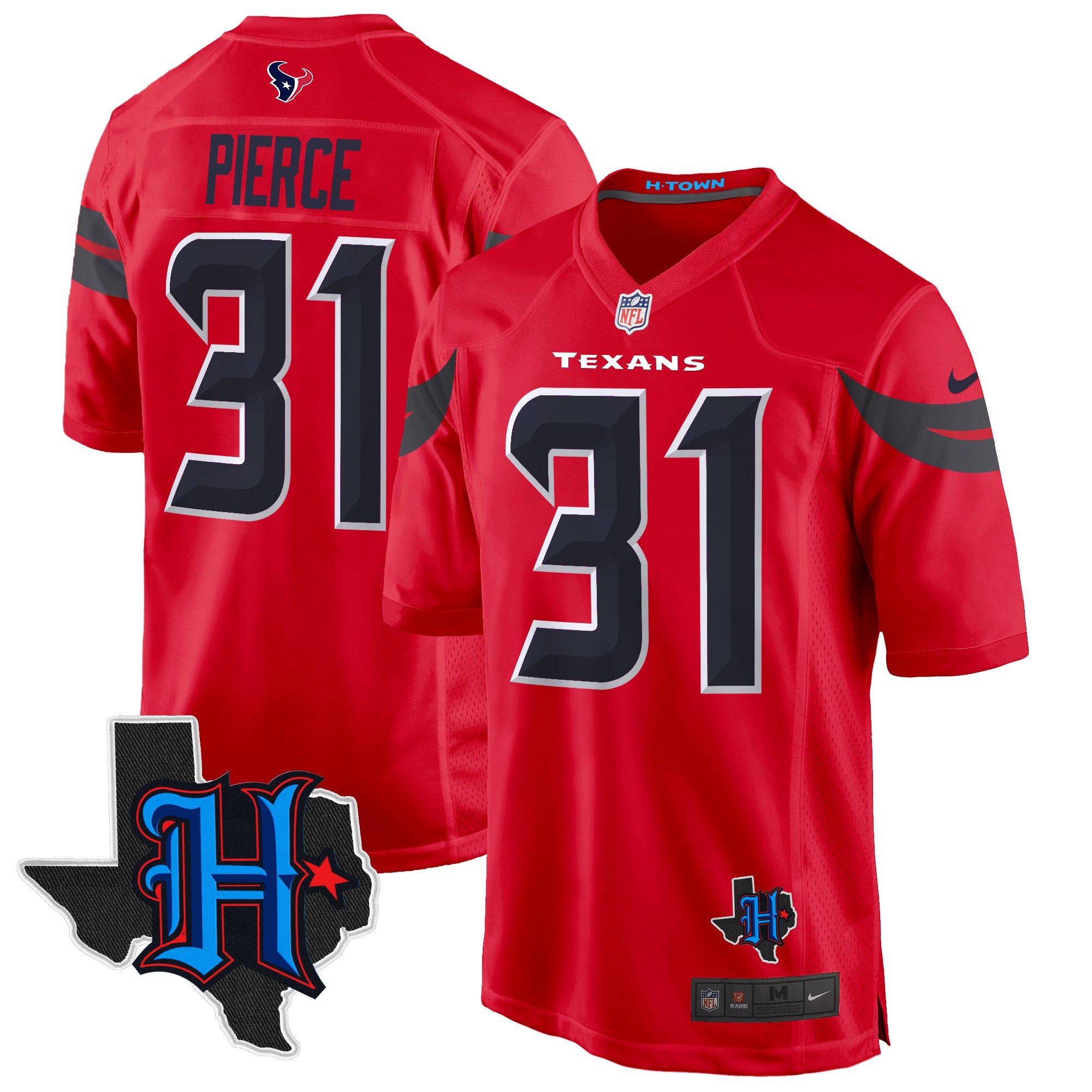 Dameon Pierce Men's Houston Texans 2024 Texas Patch Game Red Jersey - All Stitched