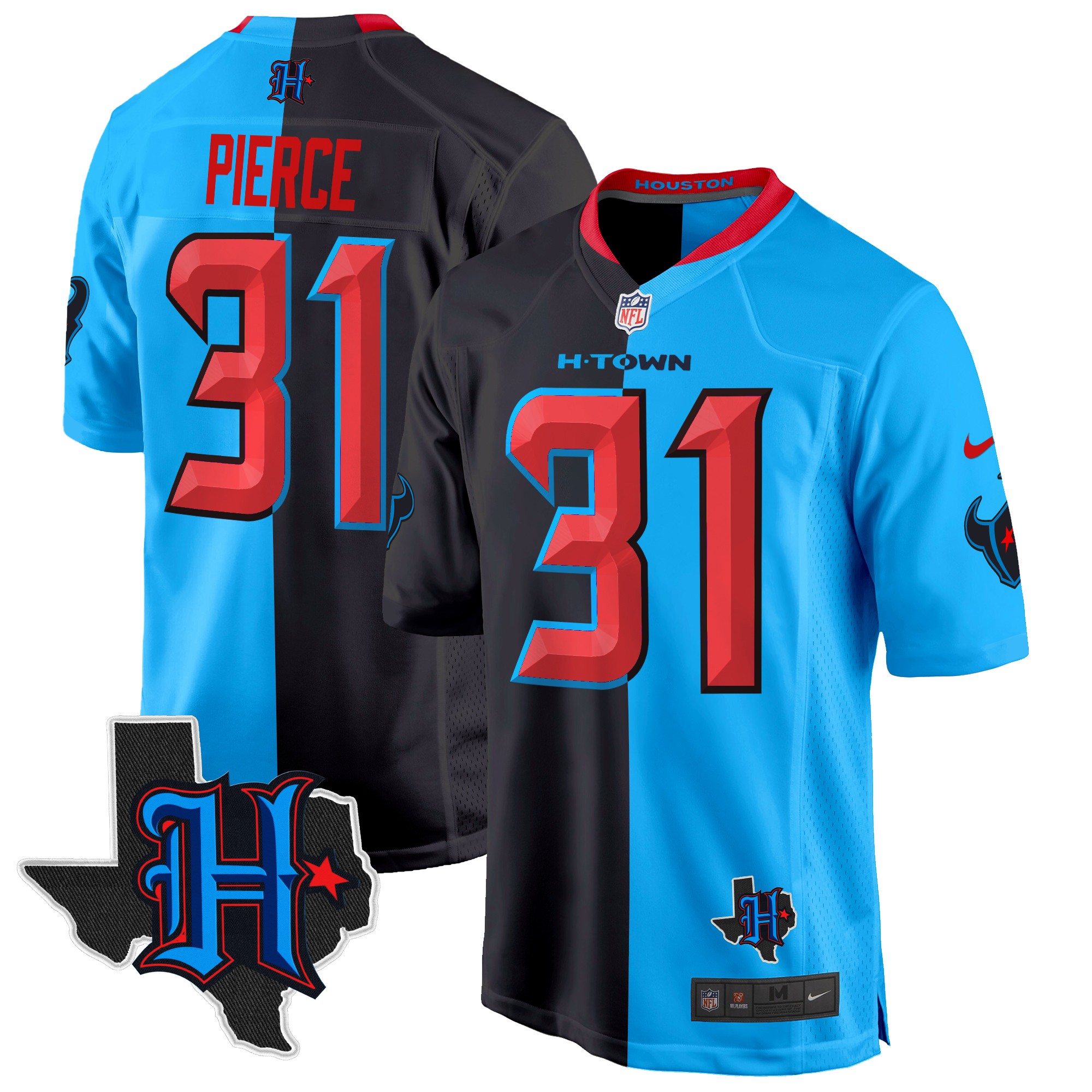 Dameon Pierce Men's Houston Texans 2024 Texas Patch Game Split Jersey - All Stitched