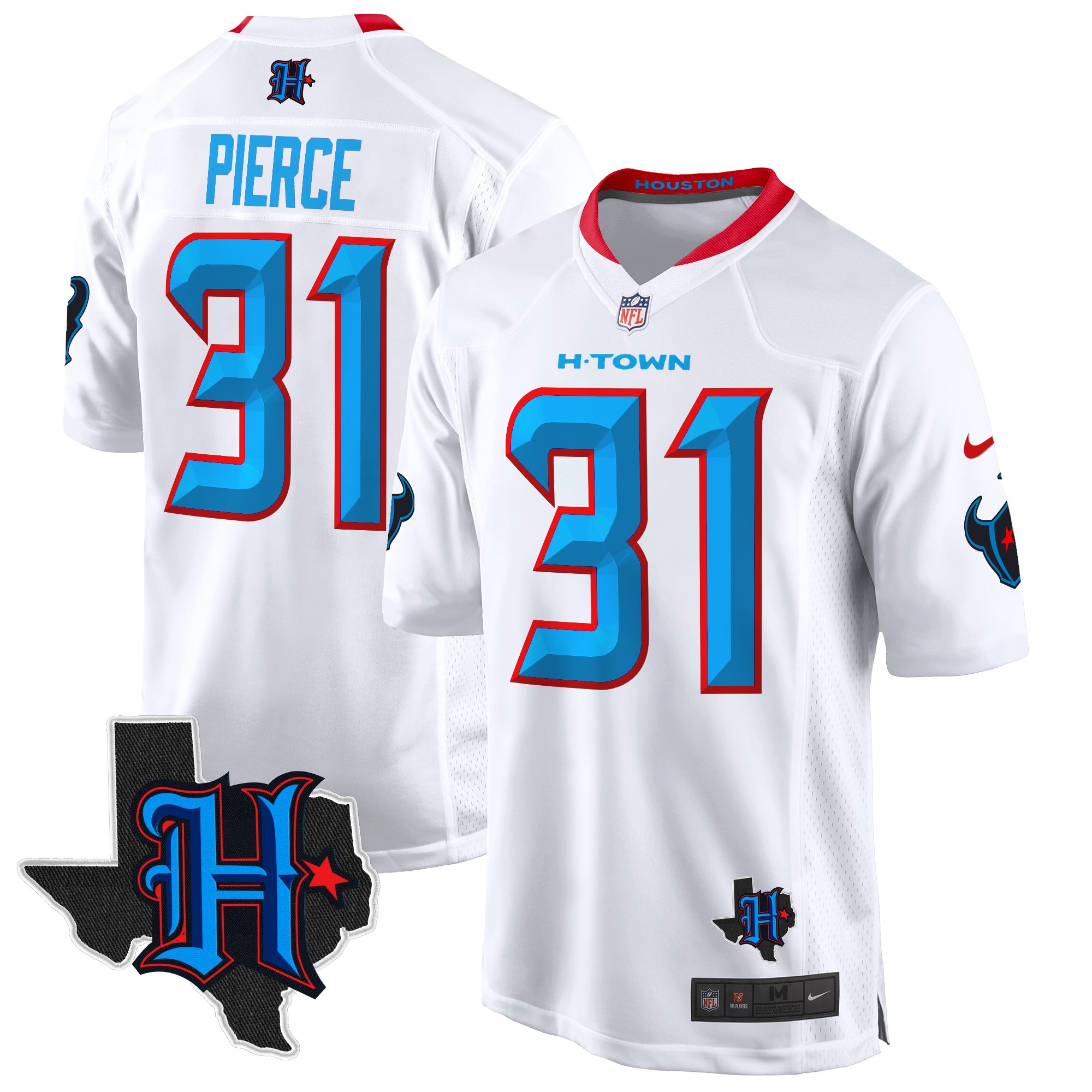 Dameon Pierce Men's Houston Texans 2024 Texas Patch Game White Jersey - All Stitched