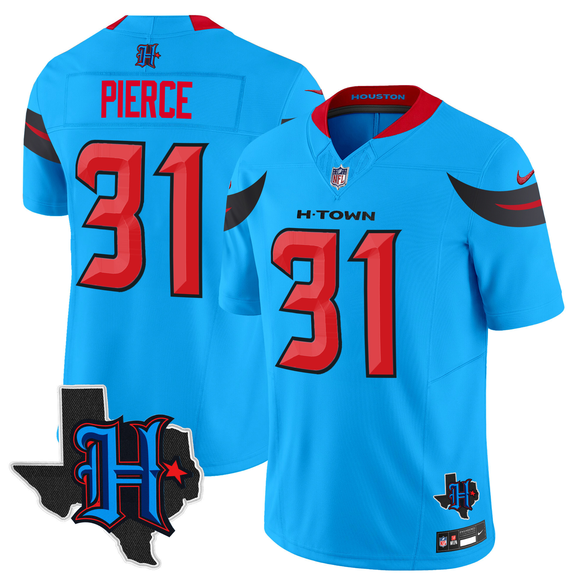 Dameon Pierce Men's Houston Texans 2024 Texas Patch Vapor Limited Blue Jersey - All Stitched