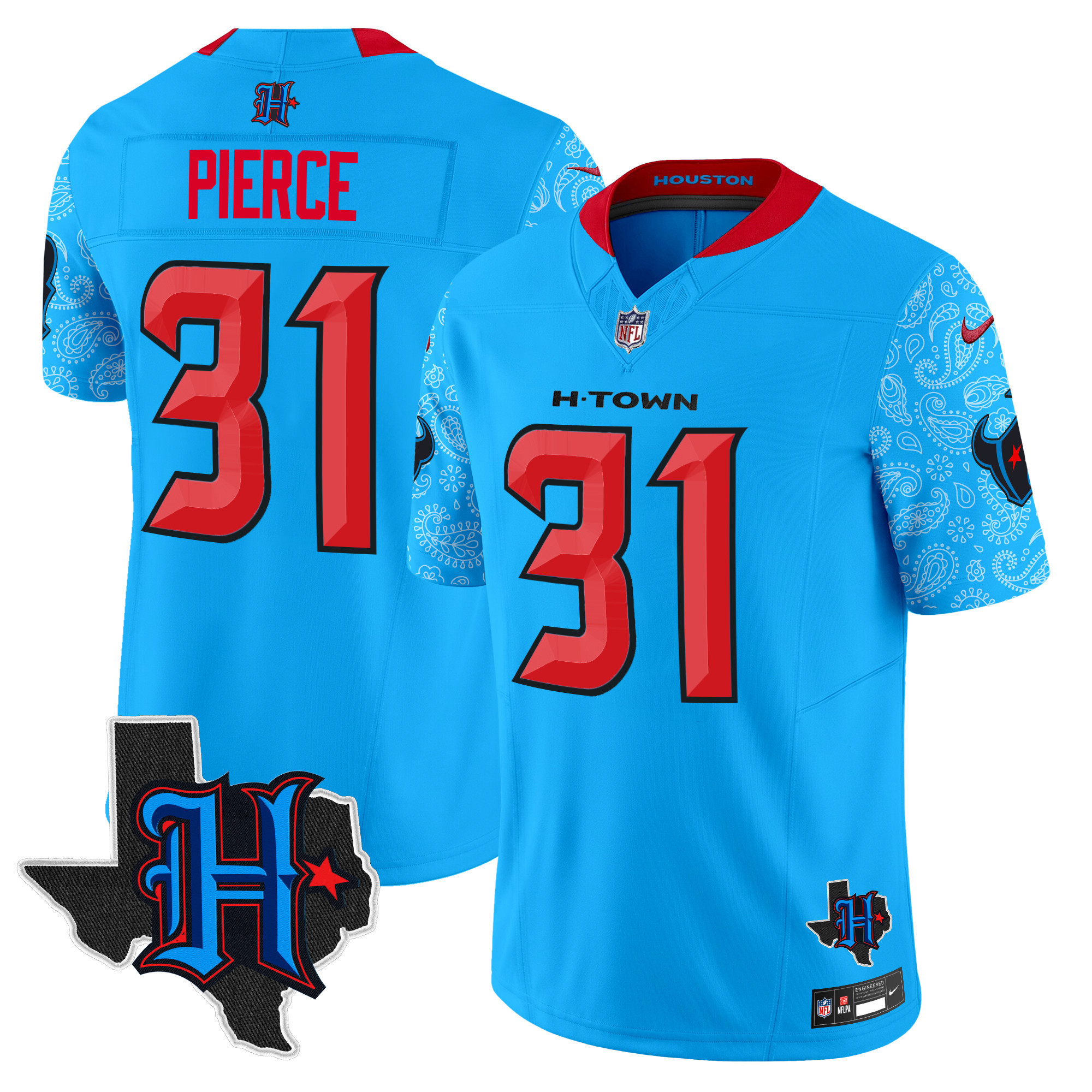 Dameon Pierce Men's Houston Texans 2024 Texas Patch Vapor Limited Blue Jersey - All Stitched