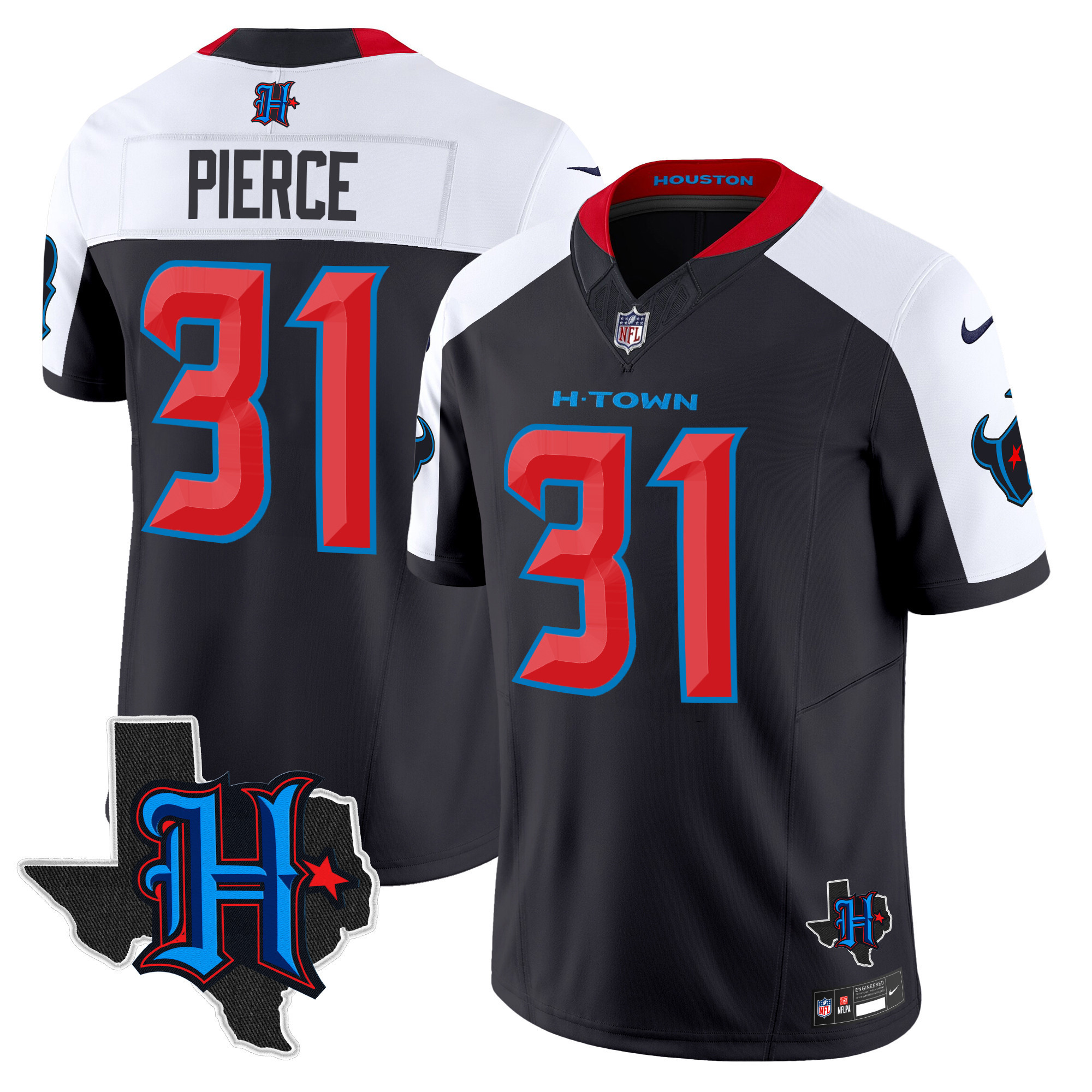 Dameon Pierce Men's Houston Texans 2024 Texas Patch Vapor Limited Navy Alternate Jersey - All Stitched