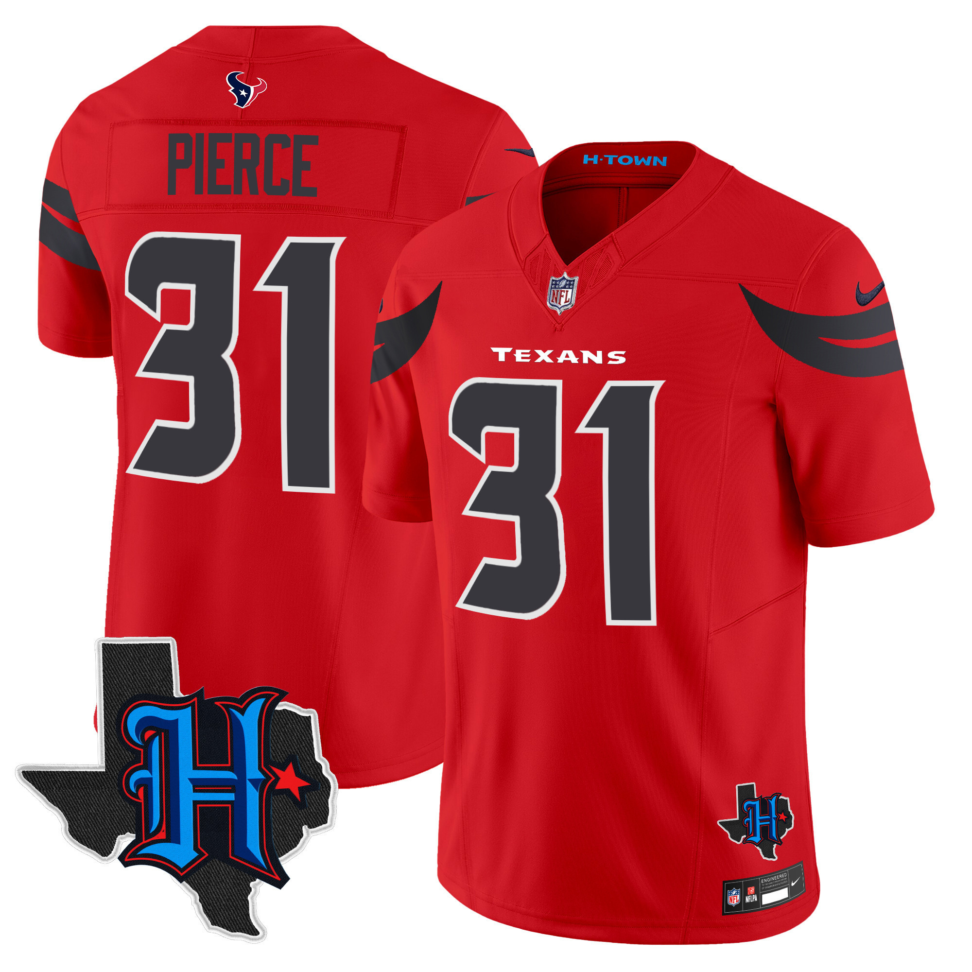 Dameon Pierce Men's Houston Texans 2024 Texas Patch Vapor Limited Red Jersey - All Stitched