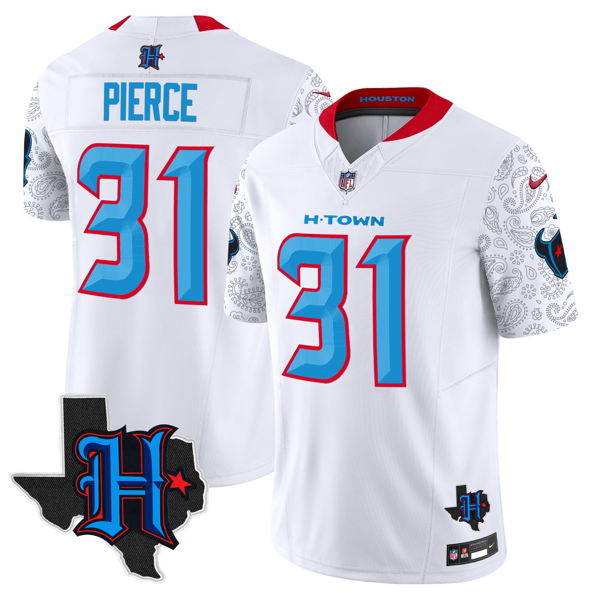 Dameon Pierce Men's Houston Texans 2024 Texas Patch Vapor Limited White Jersey - All Stitched