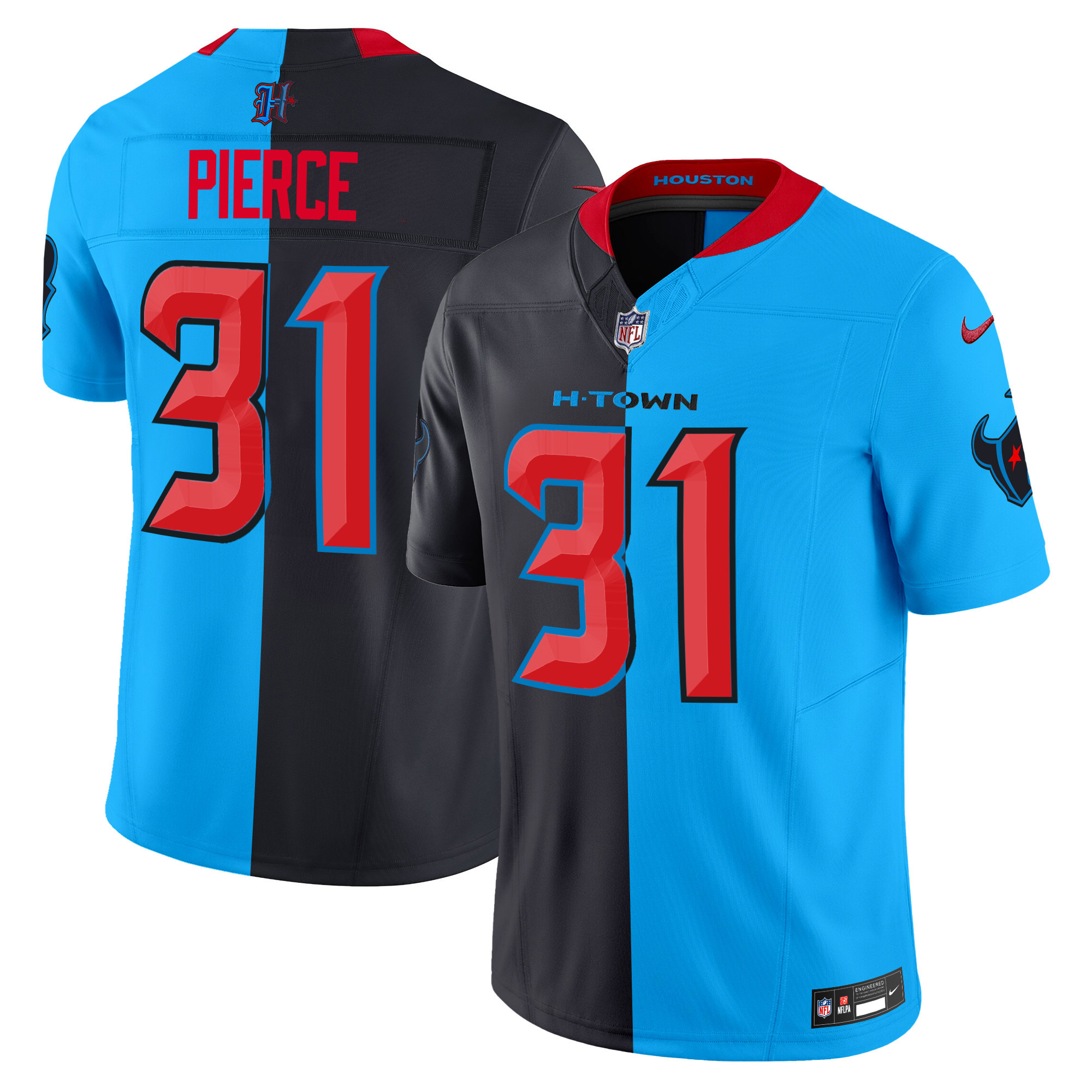 Dameon Pierce Men's Houston Texans 2024 Vapor Limited Blue Split Jersey - All Stitched