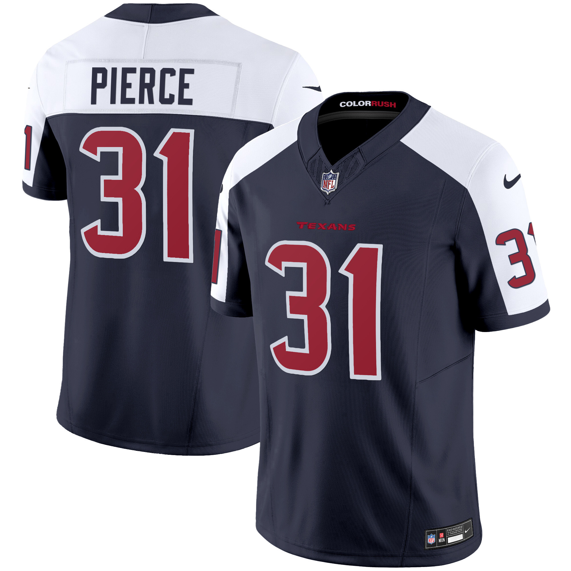 Dameon Pierce Men's Houston Texans Color Rush Legend Vapor Navy Alternate Jersey - All Stitched