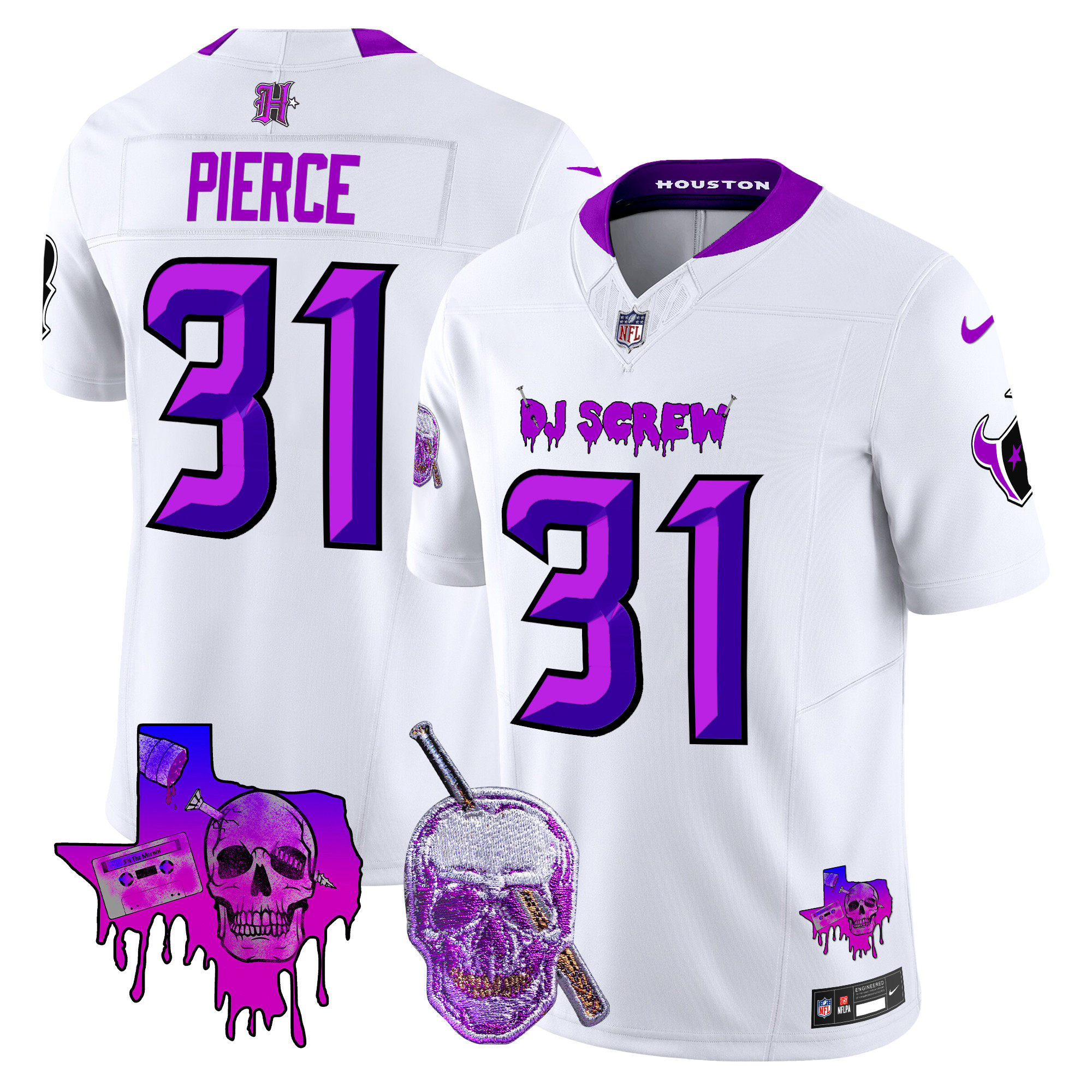 Dameon Pierce Men's Houston Texans DJ Screw Vapor Limited White Jersey - All Stitched