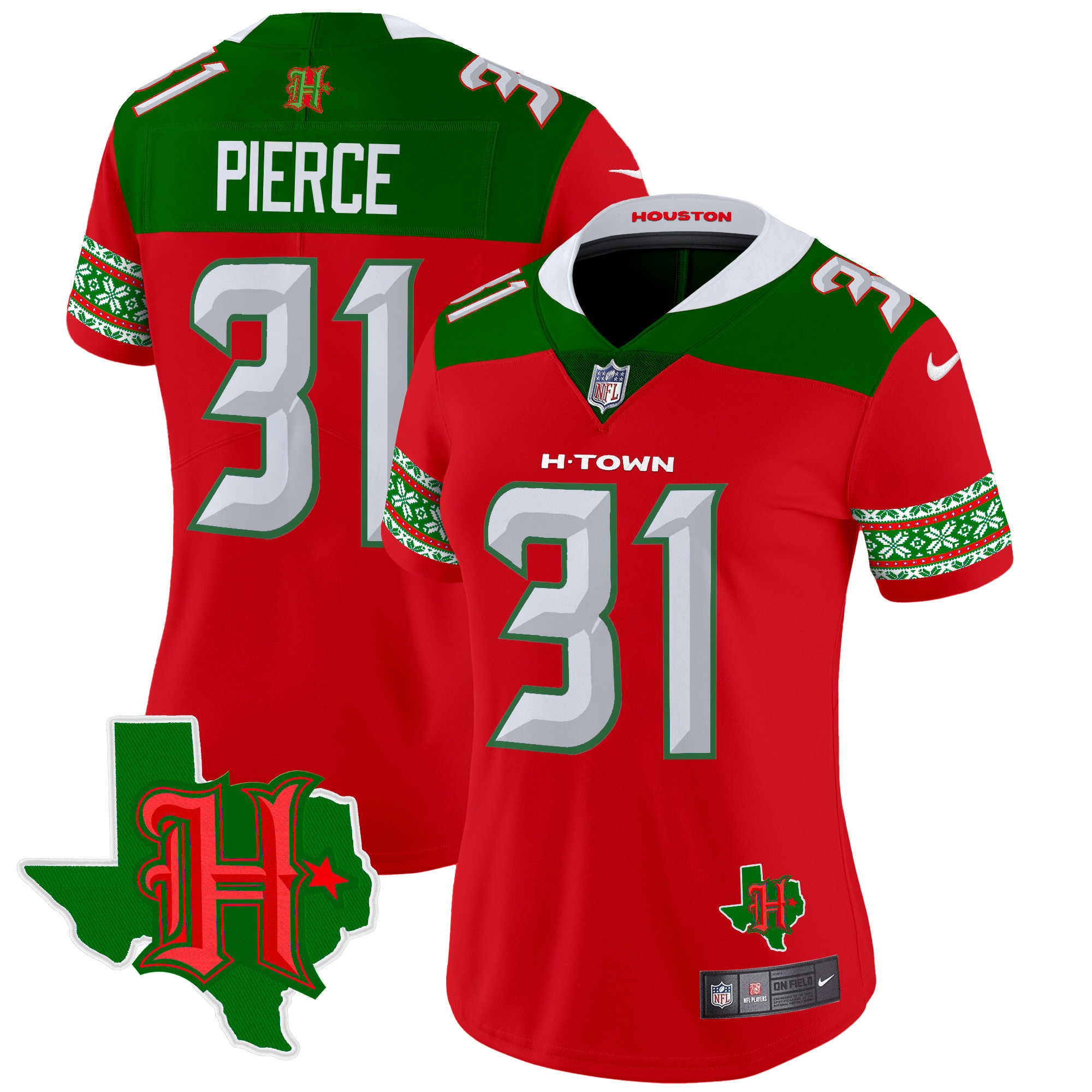 Dameon Pierce Women's Houston Texans 2024 Christmas Vapor Limited Red Jersey - All Stitched