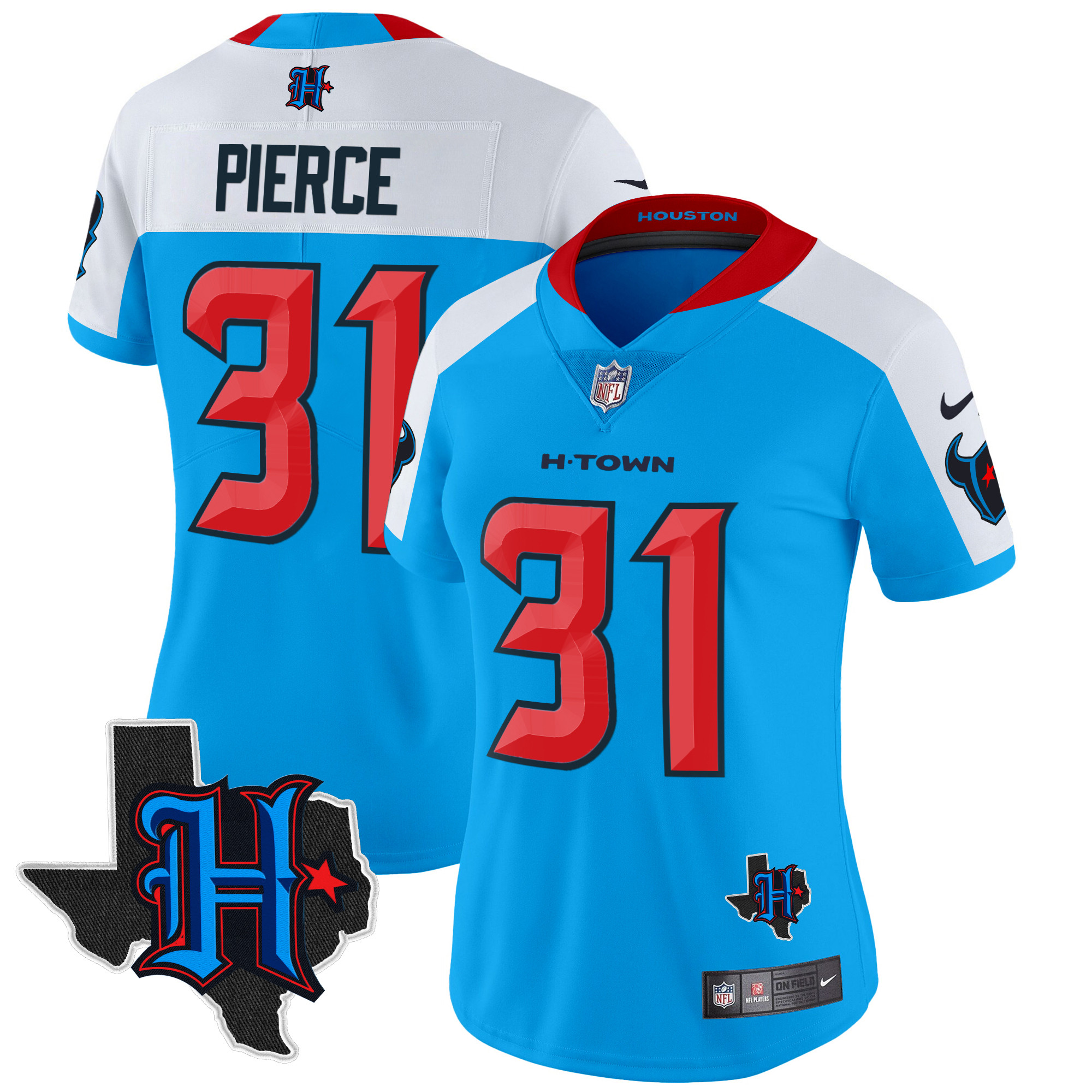 Dameon Pierce Women's Houston Texans 2024 Texas Patch Vapor Limited Blue Alternate Jersey - All Stitched