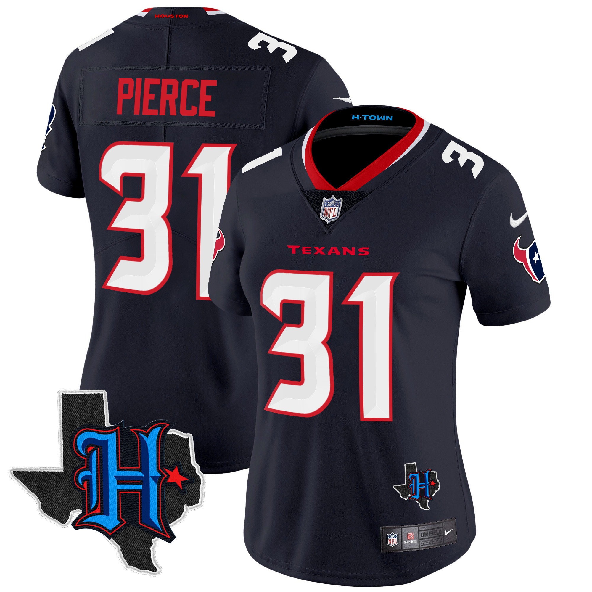 Dameon Pierce Women's Houston Texans 2024 Texas Patch Vapor Limited Navy Jersey - All Stitched