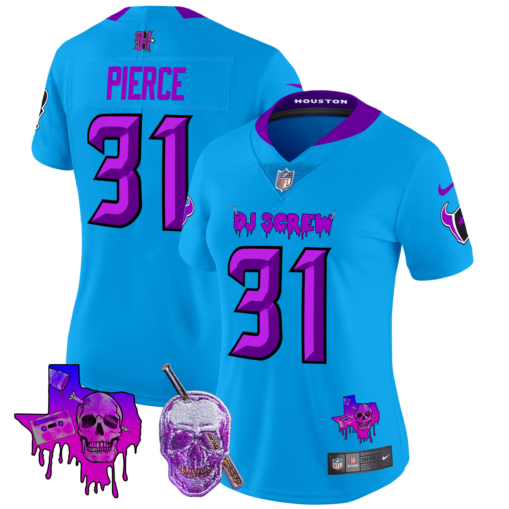 Dameon Pierce Women's Houston Texans DJ Screw Vapor Limited Blue Jersey - All Stitched