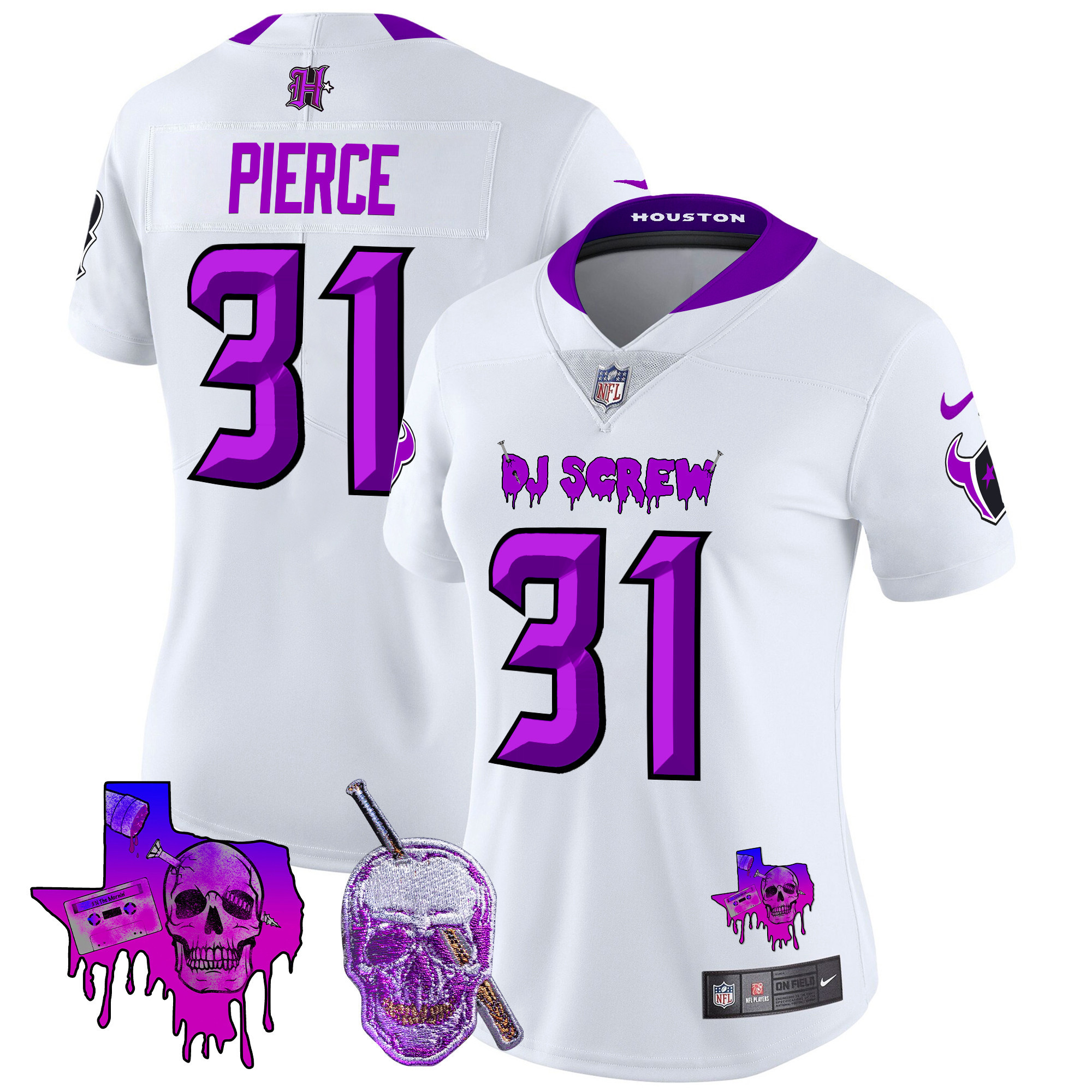 Dameon Pierce Women's Houston Texans DJ Screw Vapor Limited White Jersey - All Stitched