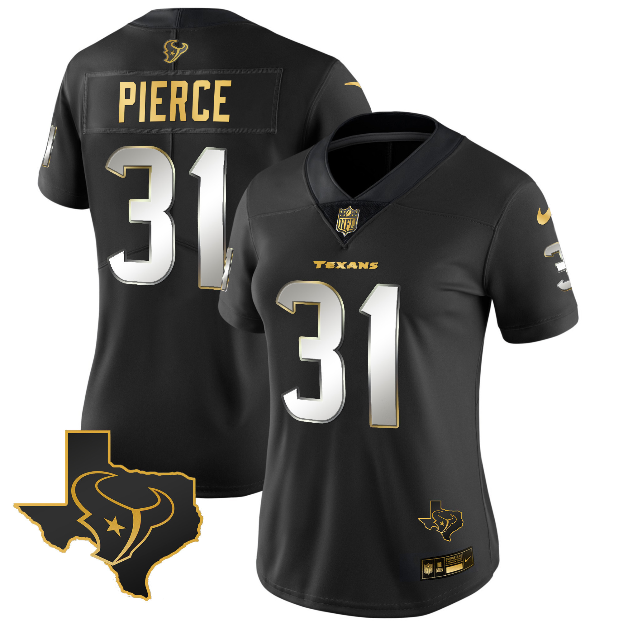 Dameon Pierce Women's Houston Texans Gold Vapor Limited Black Limited Jersey - All Stitched
