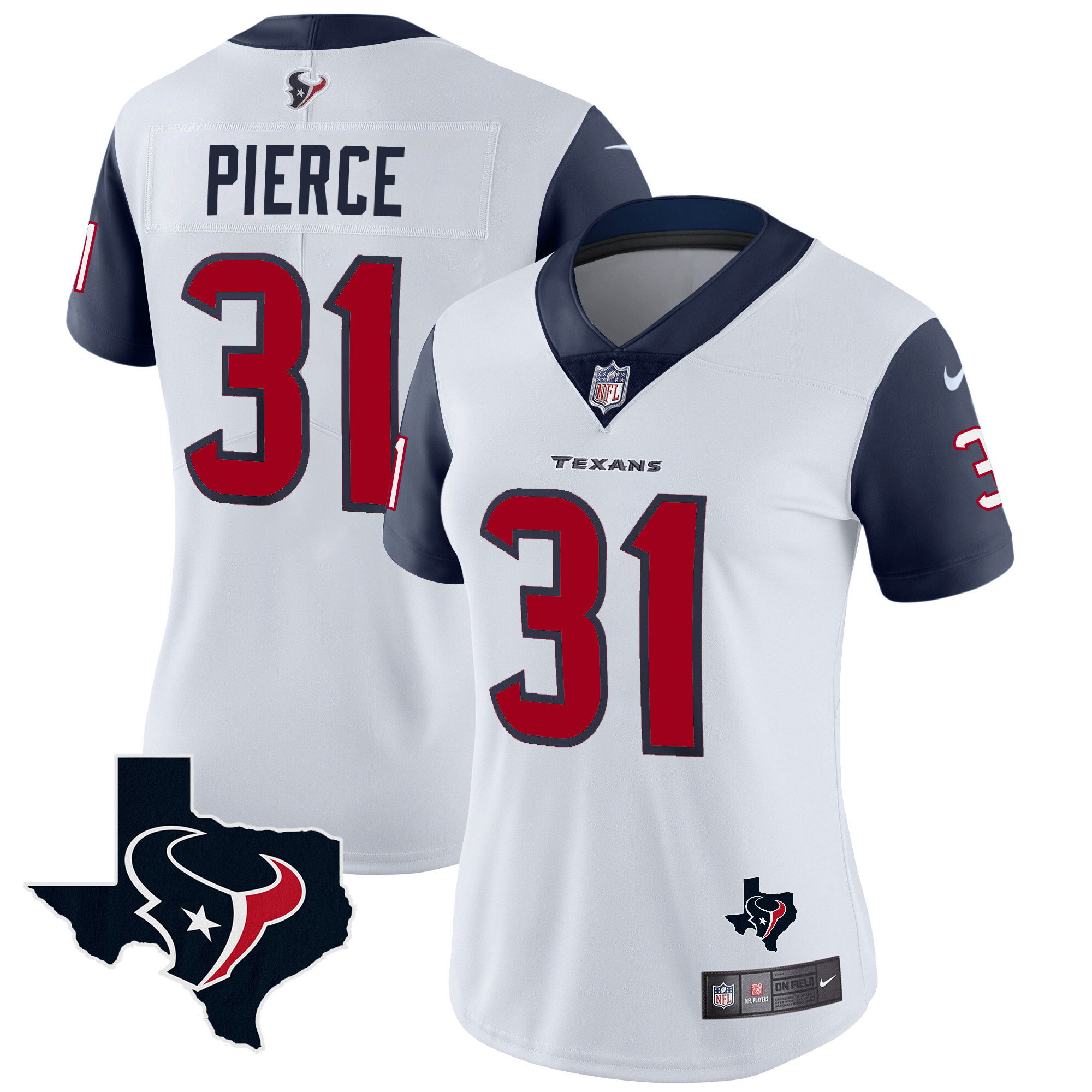 Dameon Pierce Women's Houston Texans Vapor Limited Navy Sleeves Jersey - All Stitched
