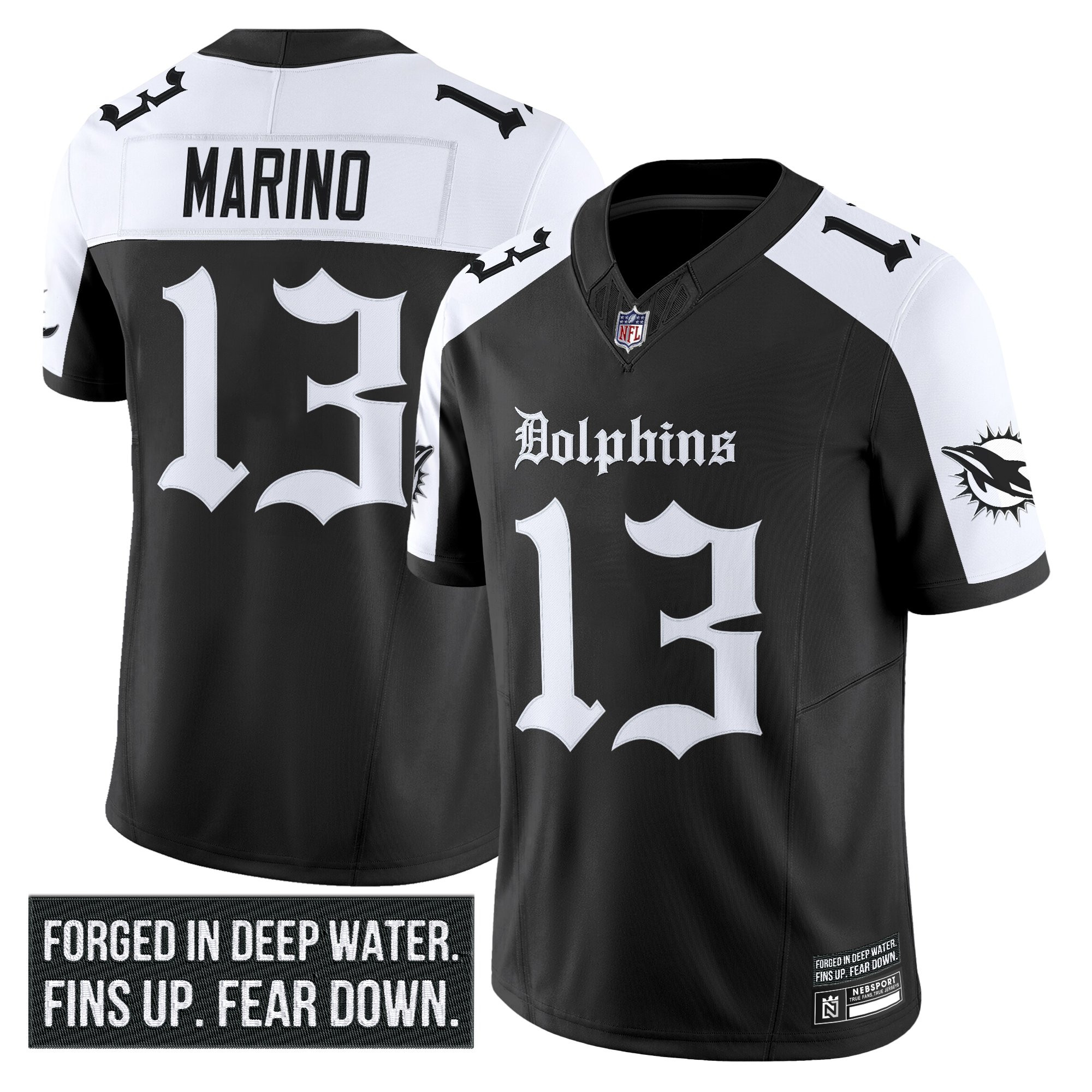 Dan Marino Men's Miami Dolphins 'Gothic Deep Water Edition' Vapor Limited Alternate Jersey - All Stitched
