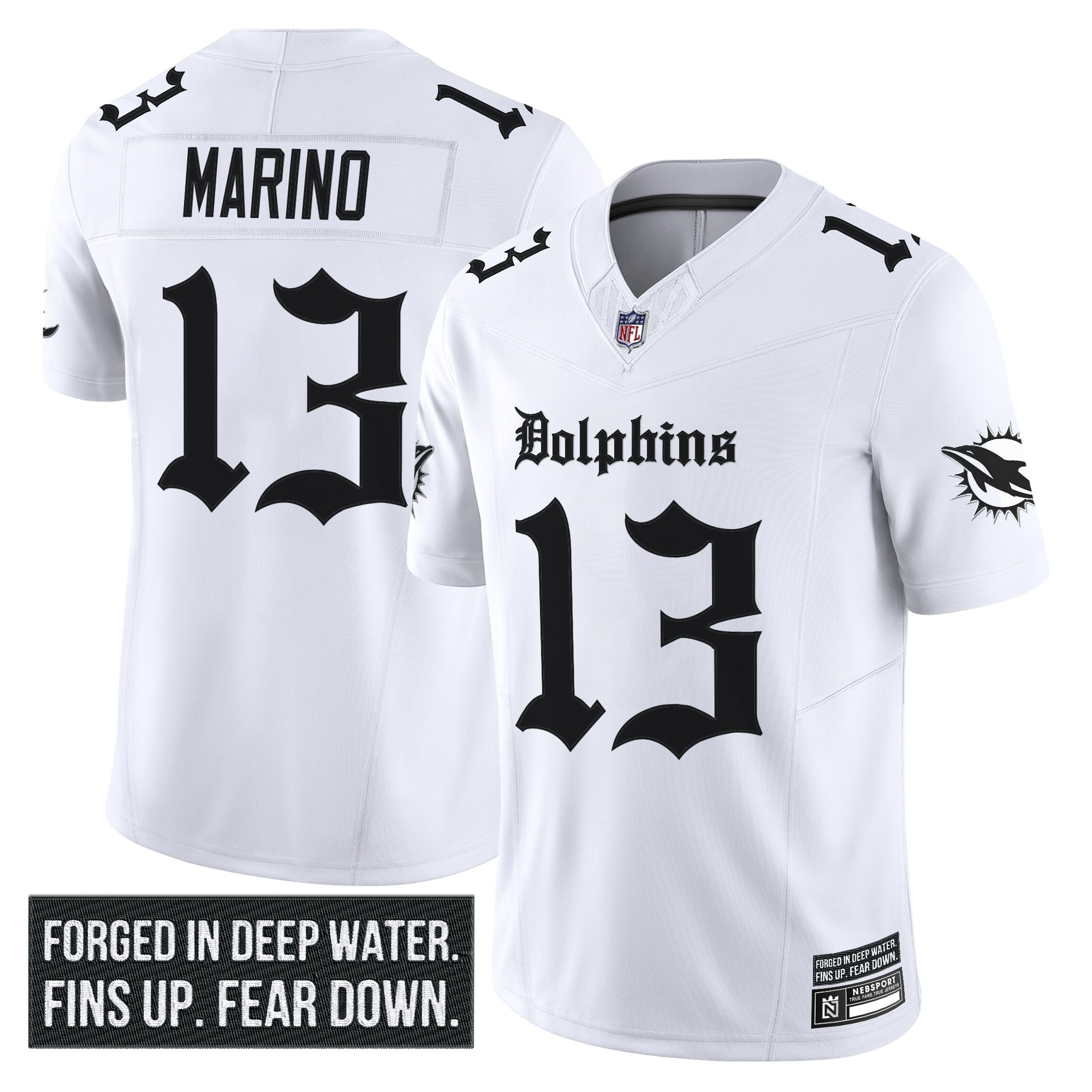 Dan Marino Men's Miami Dolphins 'Gothic Deep Water Edition' Vapor Limited White Jersey - All Stitched