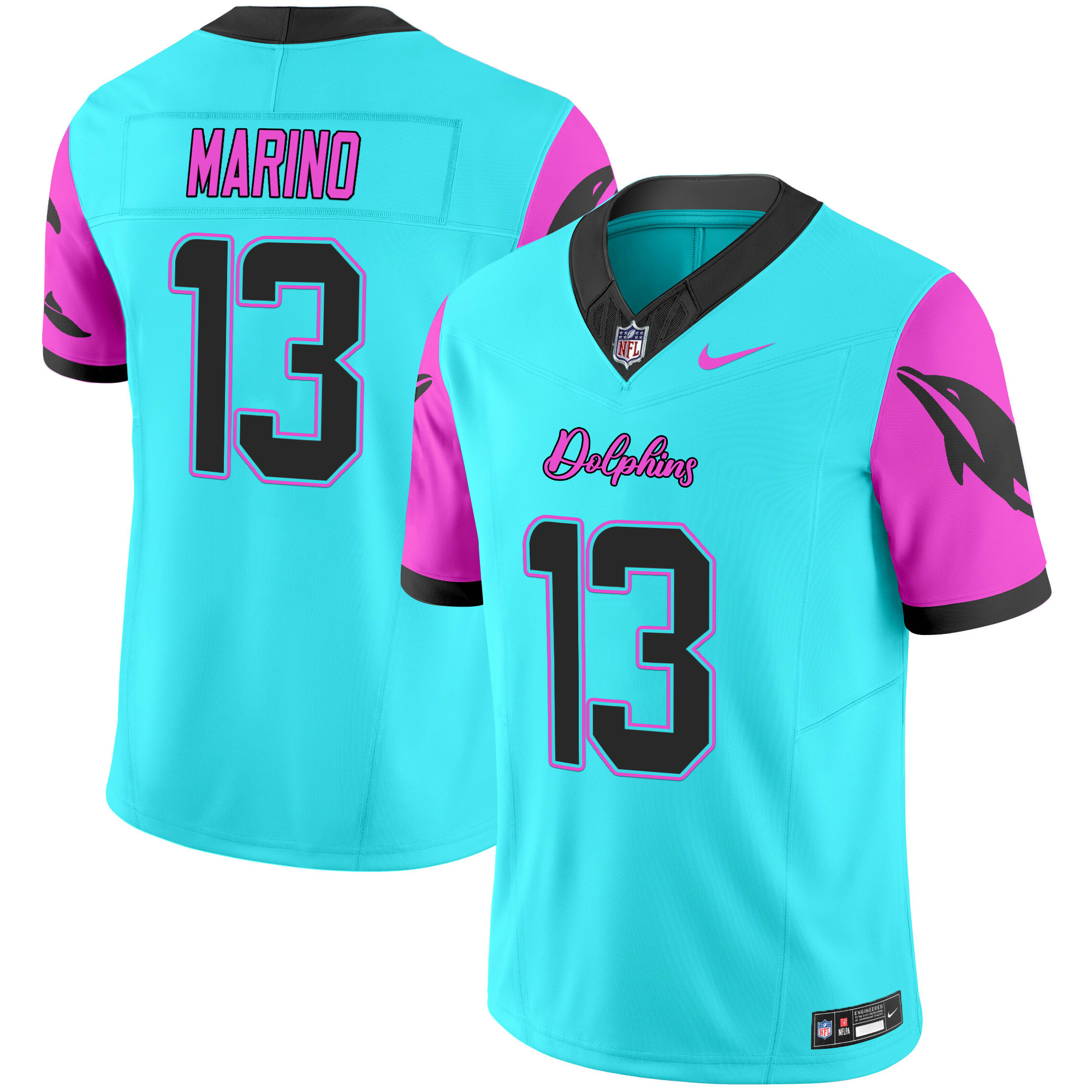 Dan Marino Men's Miami Dolphins "Miami Vice" Vapor Limited Aqua Jersey - All Stitched